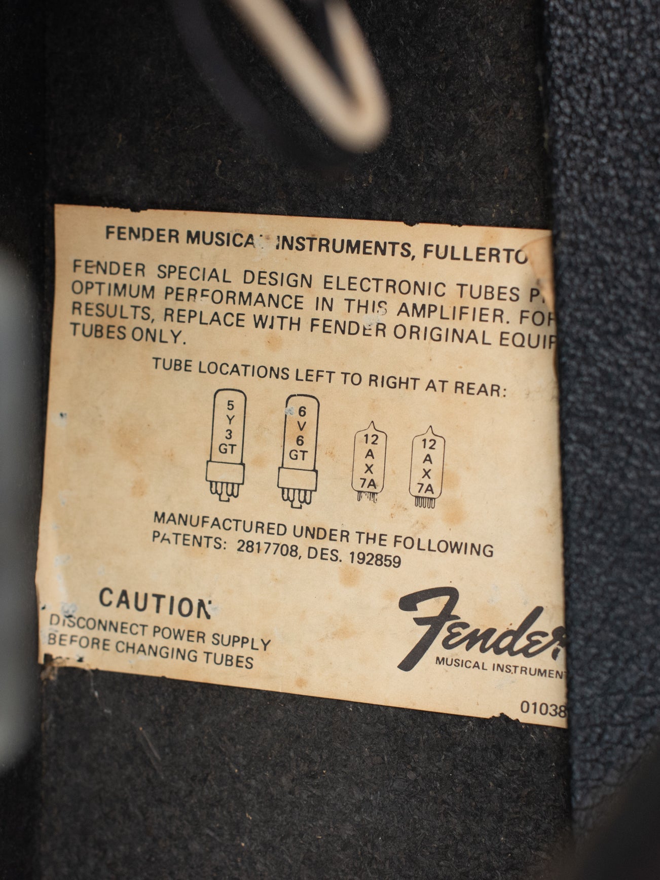 Tube chart 1978 Fender Vibro Champ