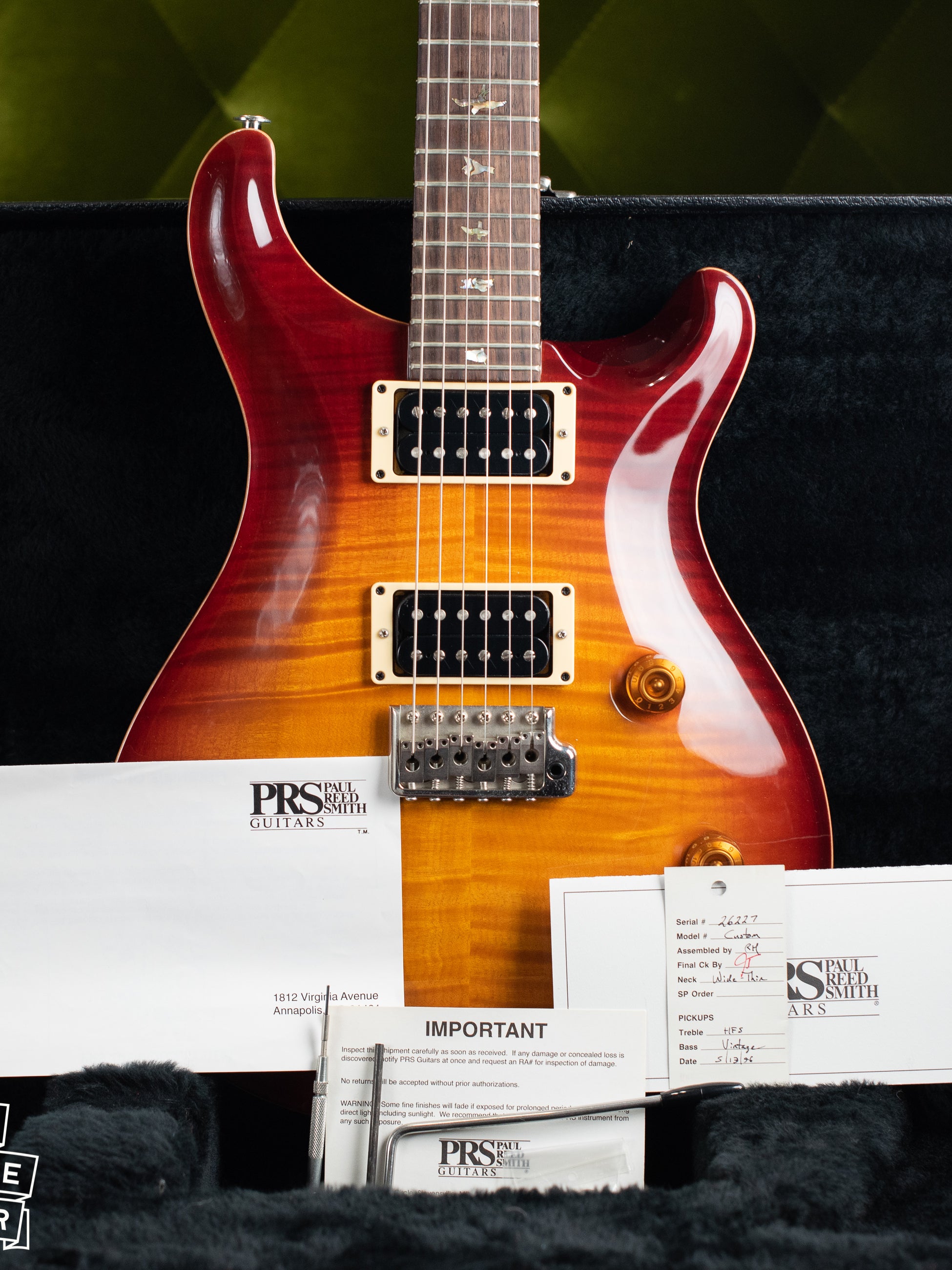 1996 Paul Reed Smith PRS Custom 24 electric guitar all paperwork