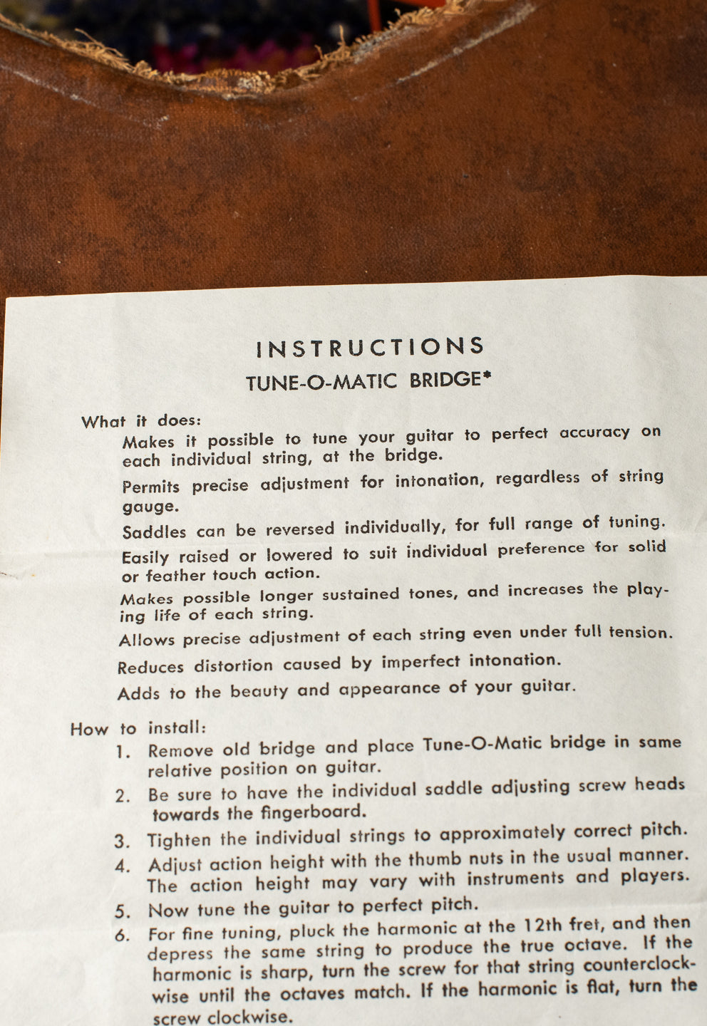 Vintage Gibson ABR-1 bridge adjustment instructions