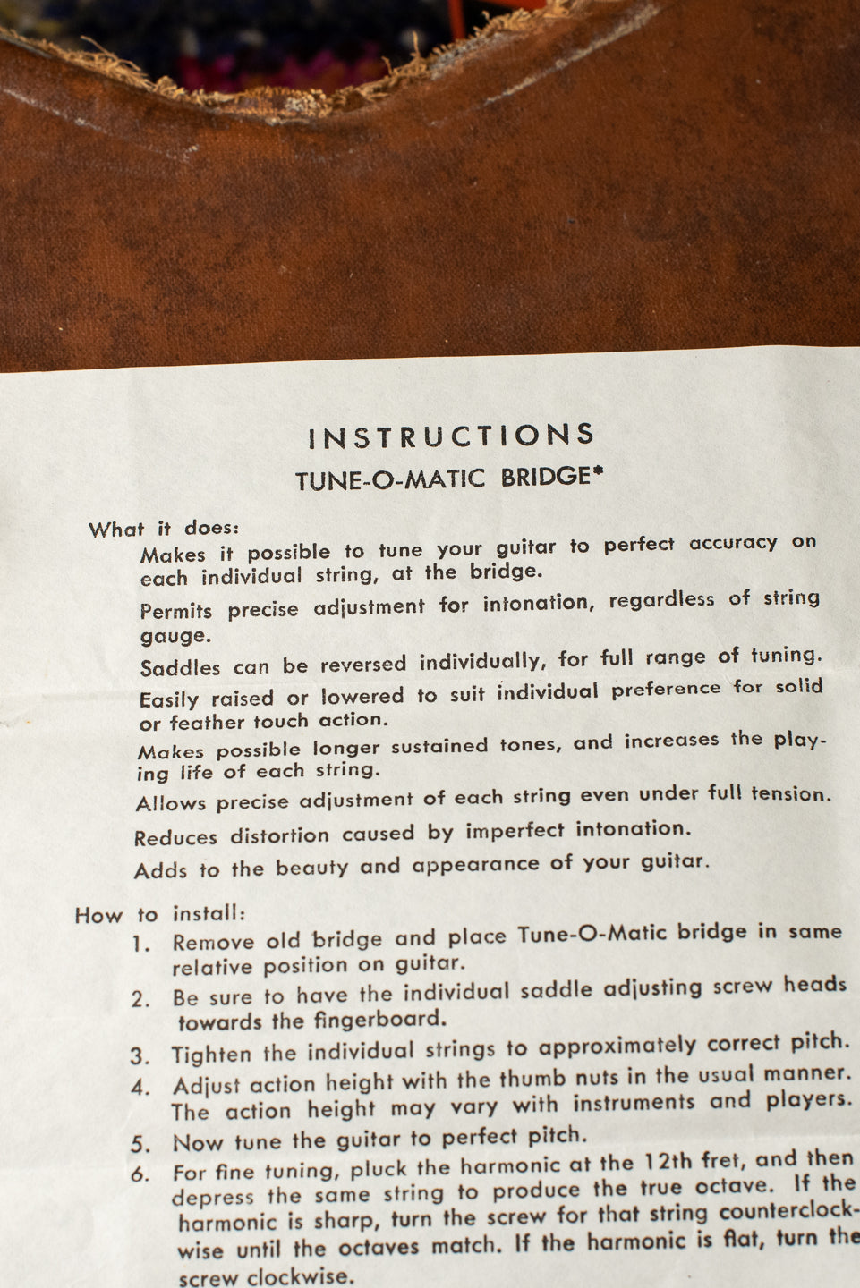 Vintage Gibson ABR-1 bridge adjustment instructions
