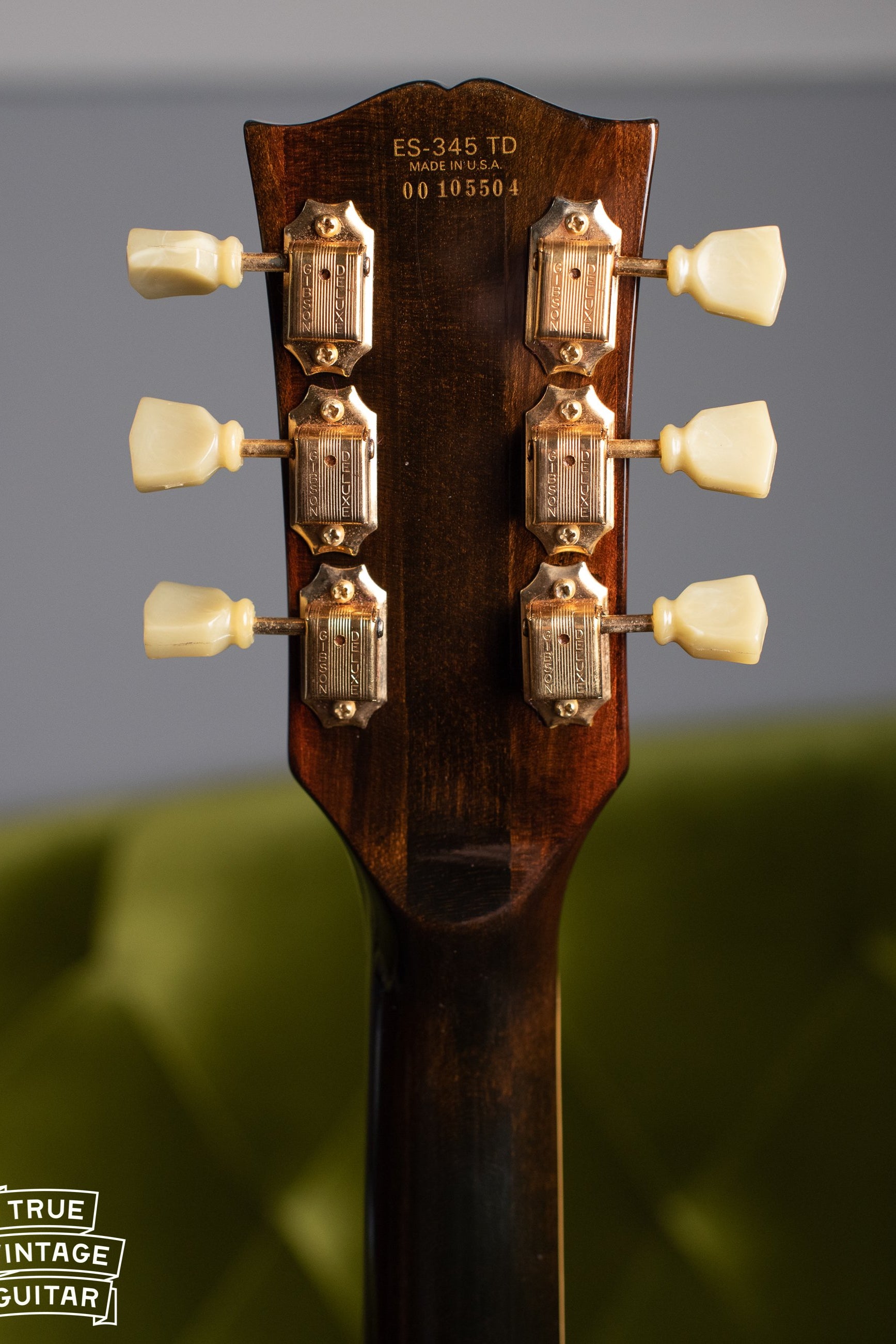 gold Gibson Deluxe Kluson tuners, 1976 Gibson ES-345 TD Sunburst