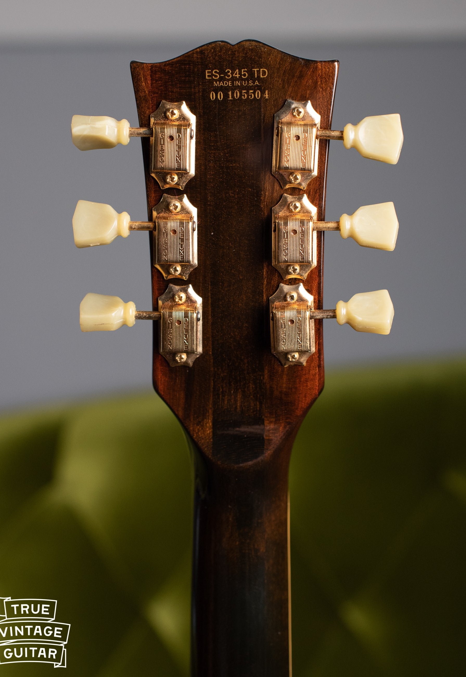 gold Gibson Deluxe Kluson tuners, 1976 Gibson ES-345 TD Sunburst