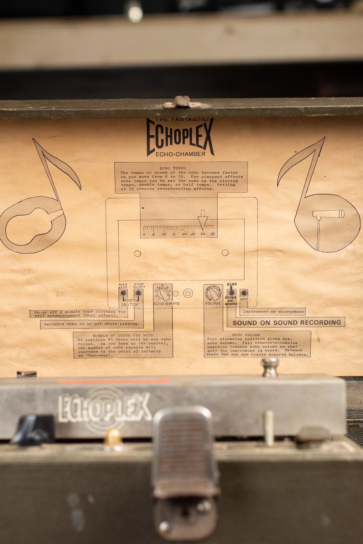 Paper label Echoplex EP-2 tape echo