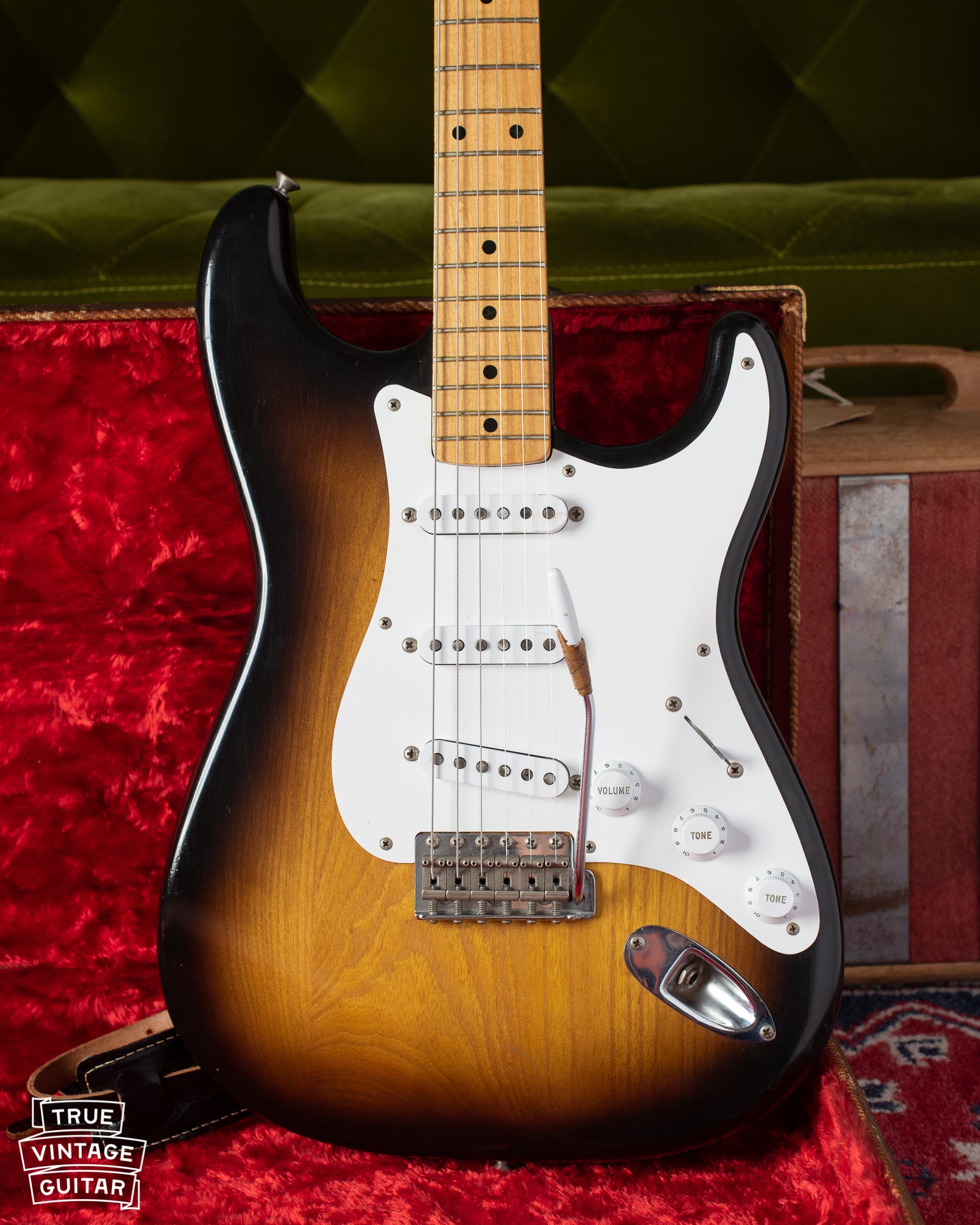 A 1950s Fender Stratocaster guitar to show how much you can sell yours for
