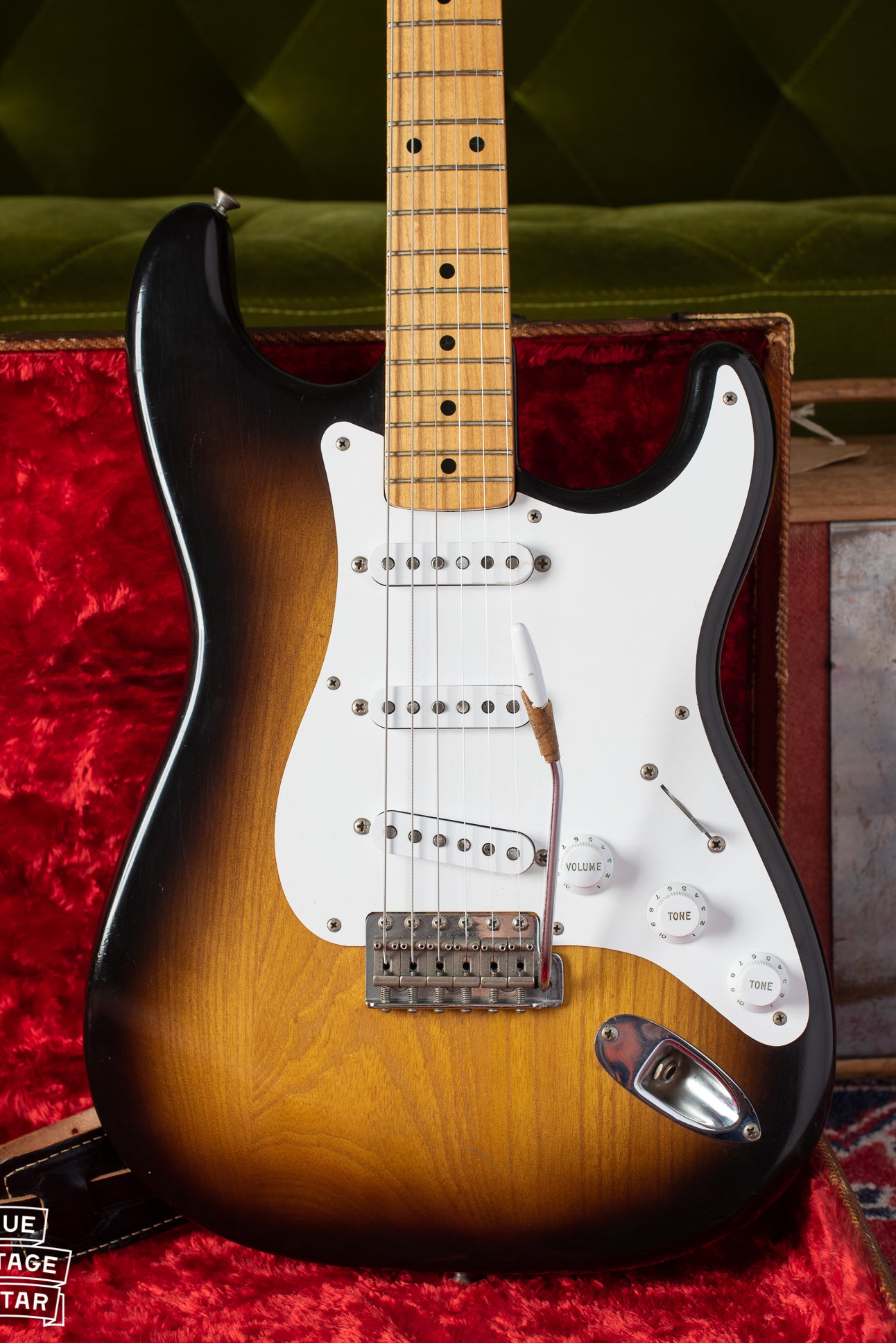A 1950s Fender Stratocaster guitar to show how much you can sell yours for