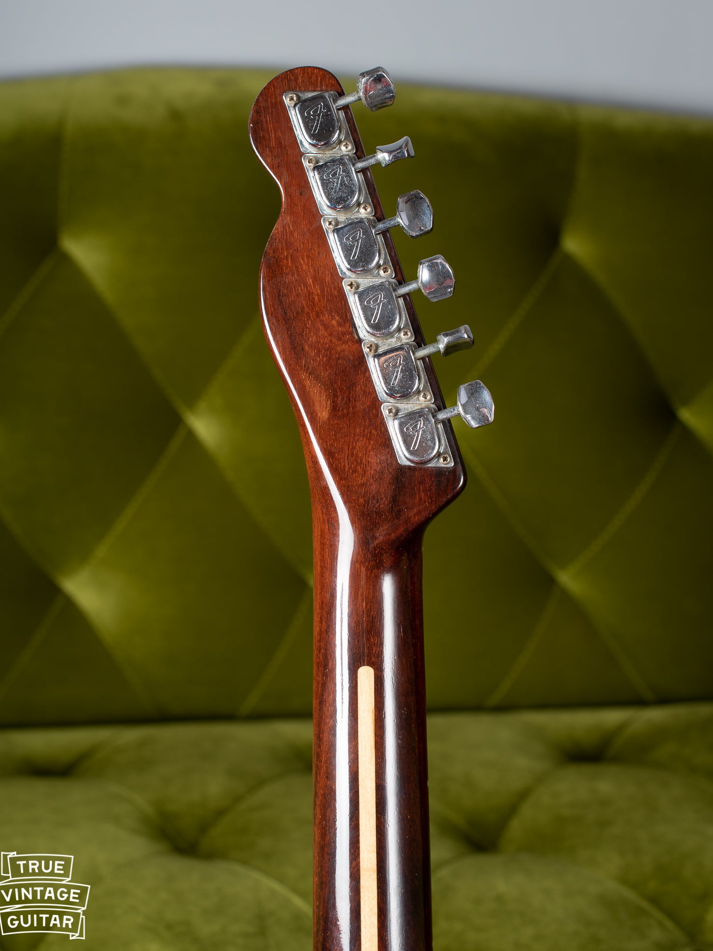 Original F logo tuners on the Fender Rosewood Telecaster 1971 guitar