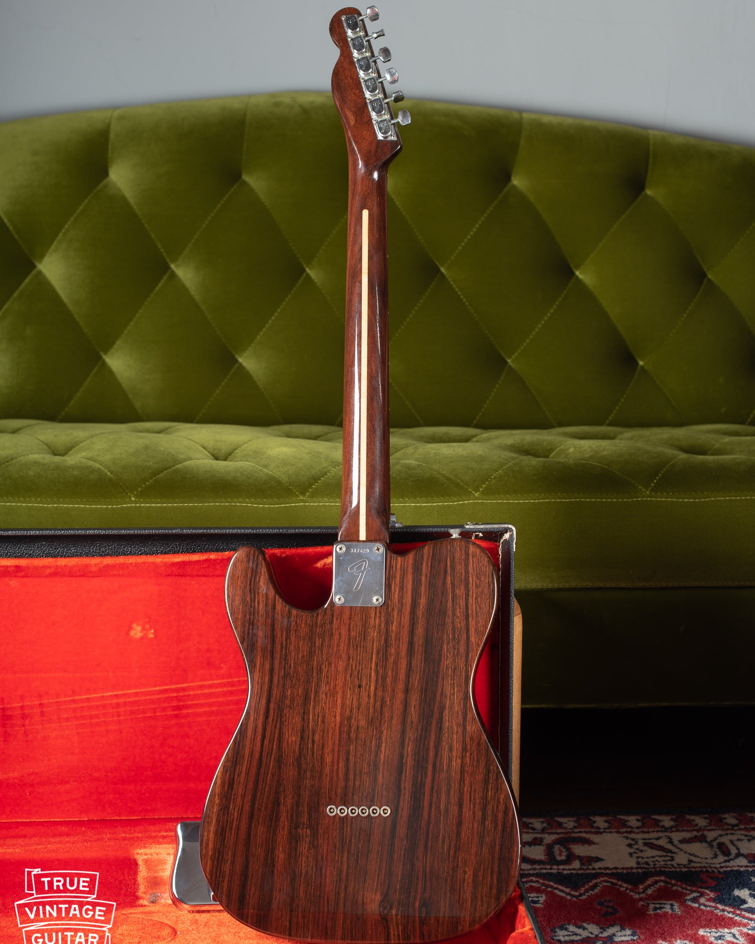 Back of Fender Rosewood Telecaster in original case