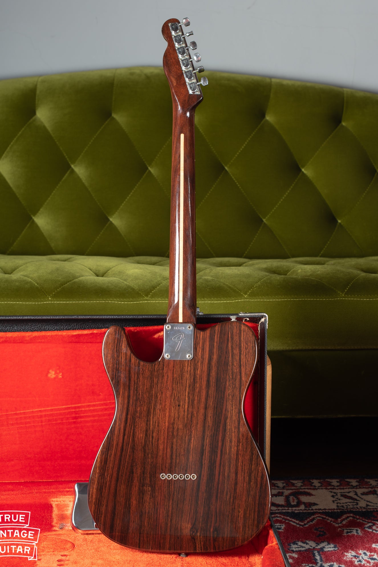 Back of Fender Rosewood Telecaster in original case