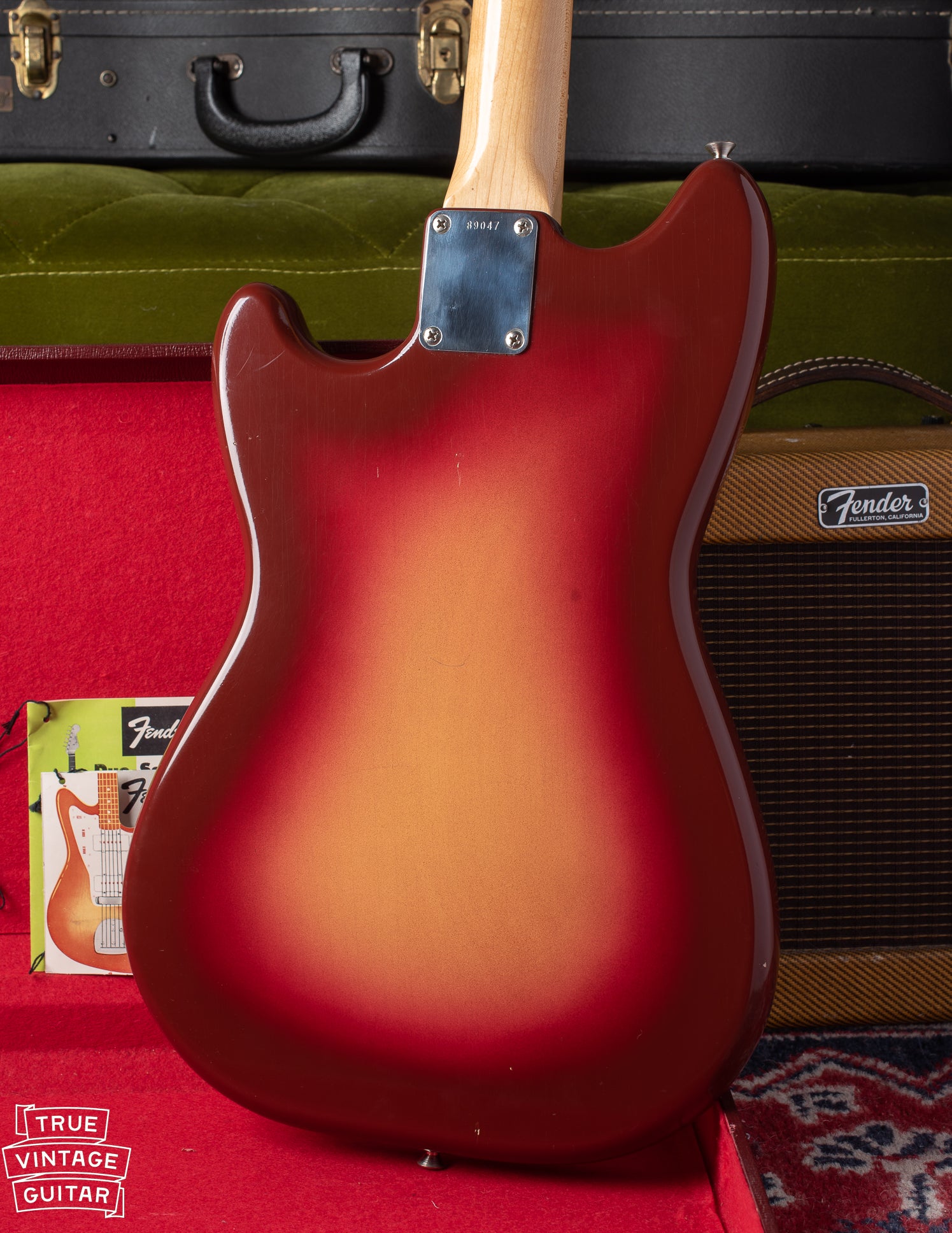 Brownish Red sunburst finish on Fender Duo Sonic 1962