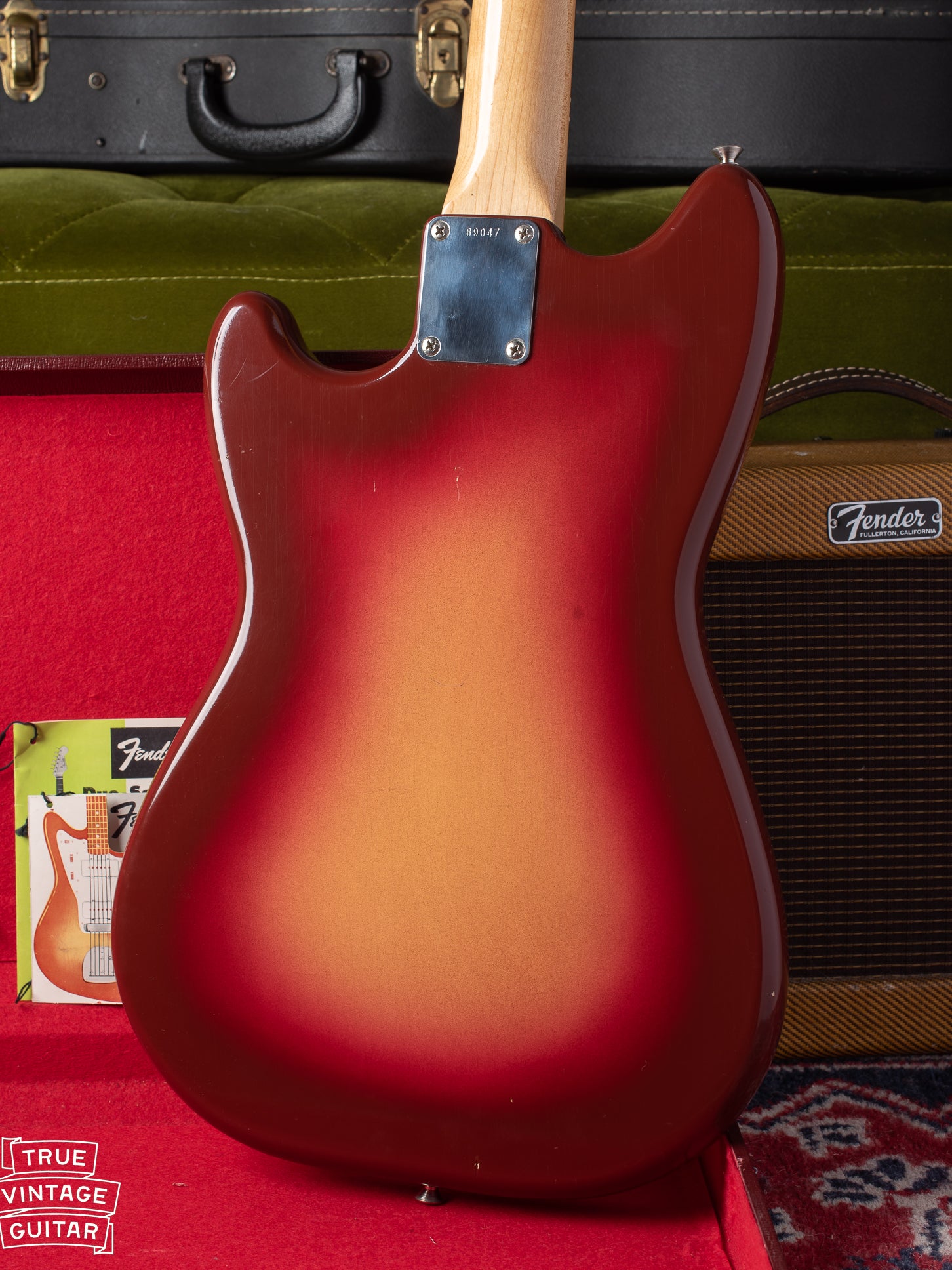 Brownish Red sunburst finish on Fender Duo Sonic 1962