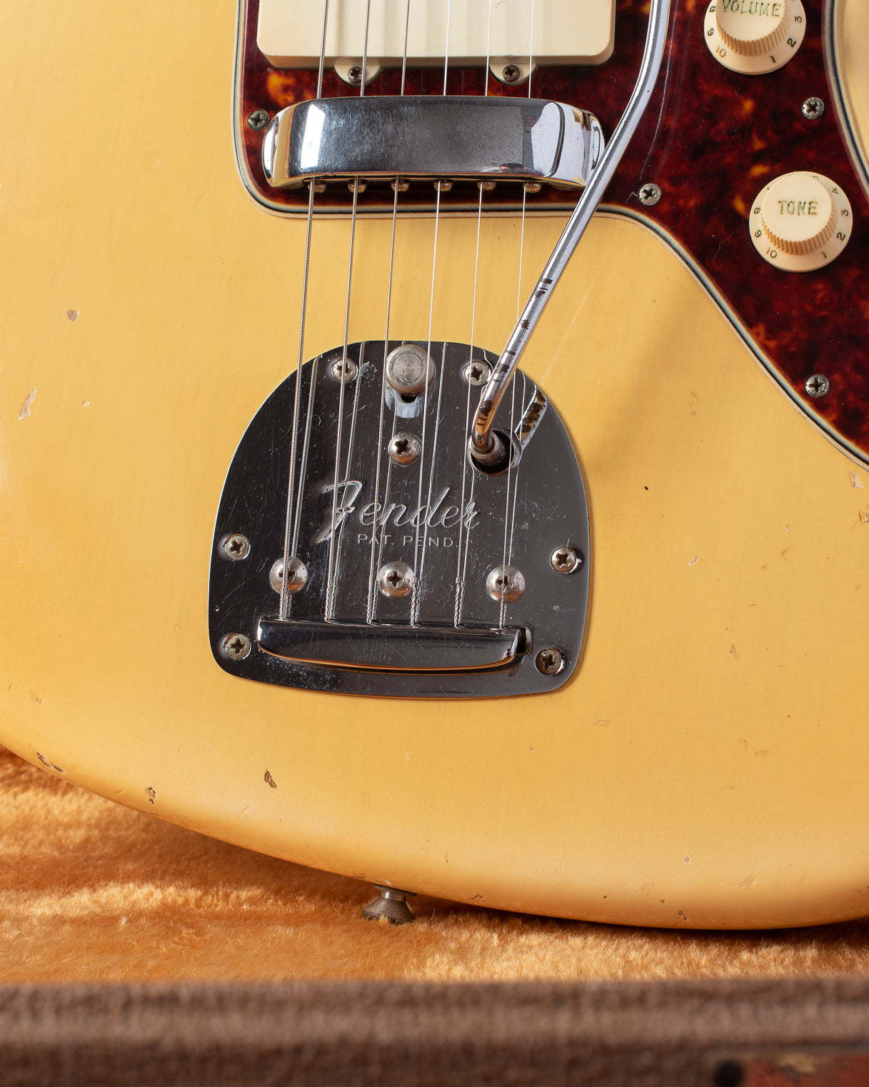 Patent pending tremolo tailpiece on Fender Jazzmaster 1961