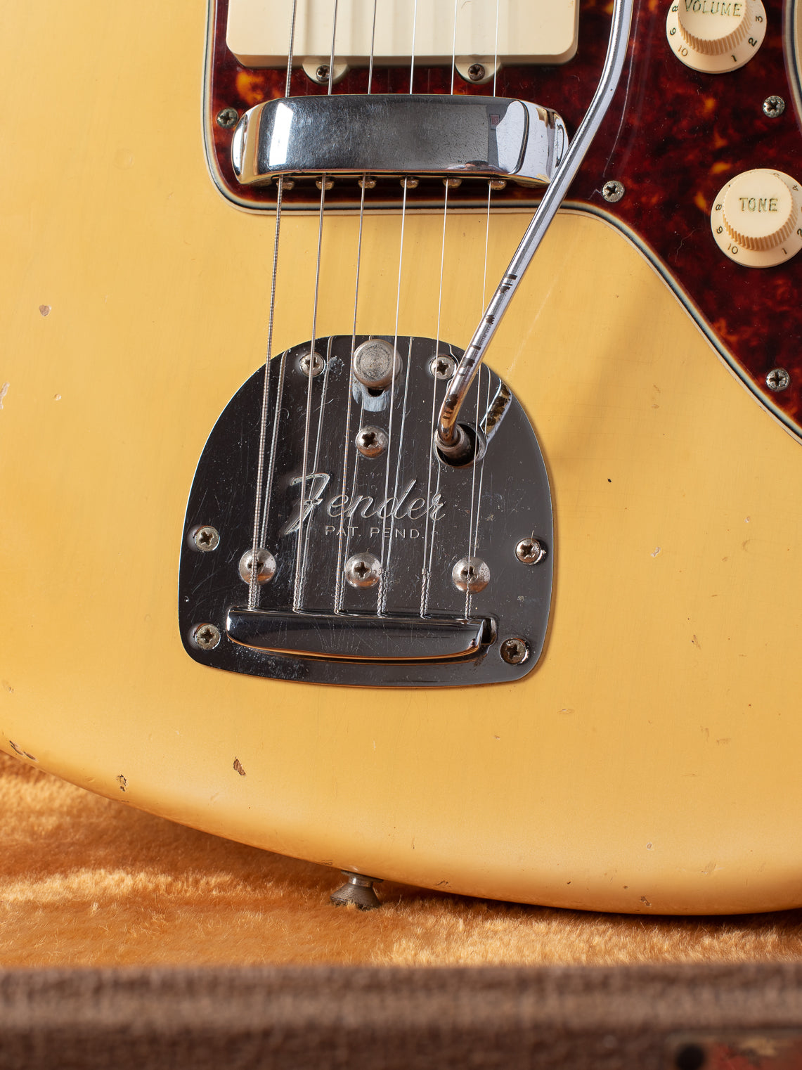 Patent pending tremolo tailpiece on Fender Jazzmaster 1961