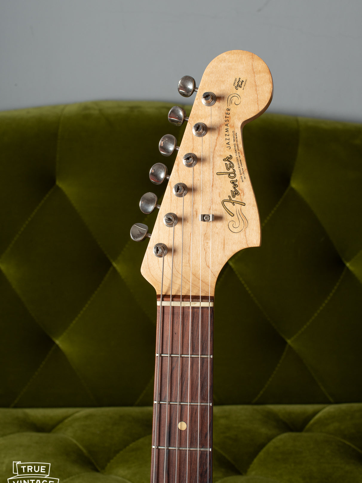 Fender Jazzmaster 1963 headstock, spaghetti logo