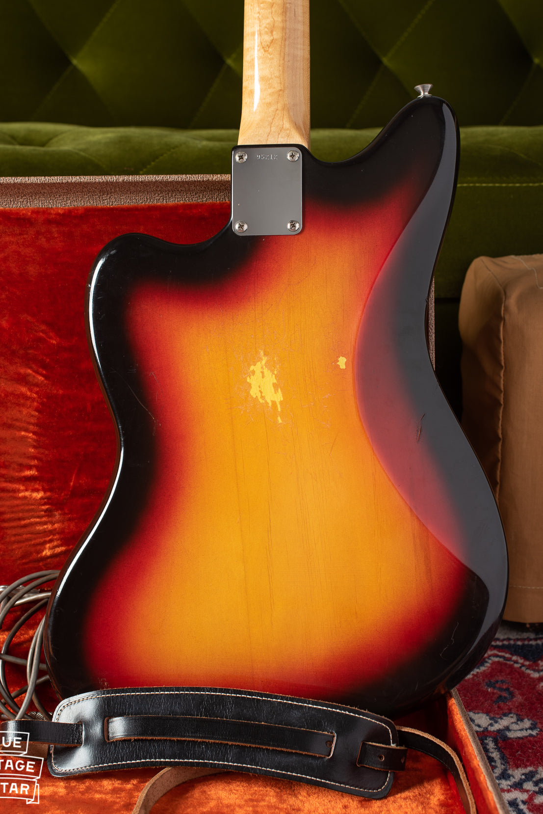 Back of body of 1963 Fender Jazzmaster guitar