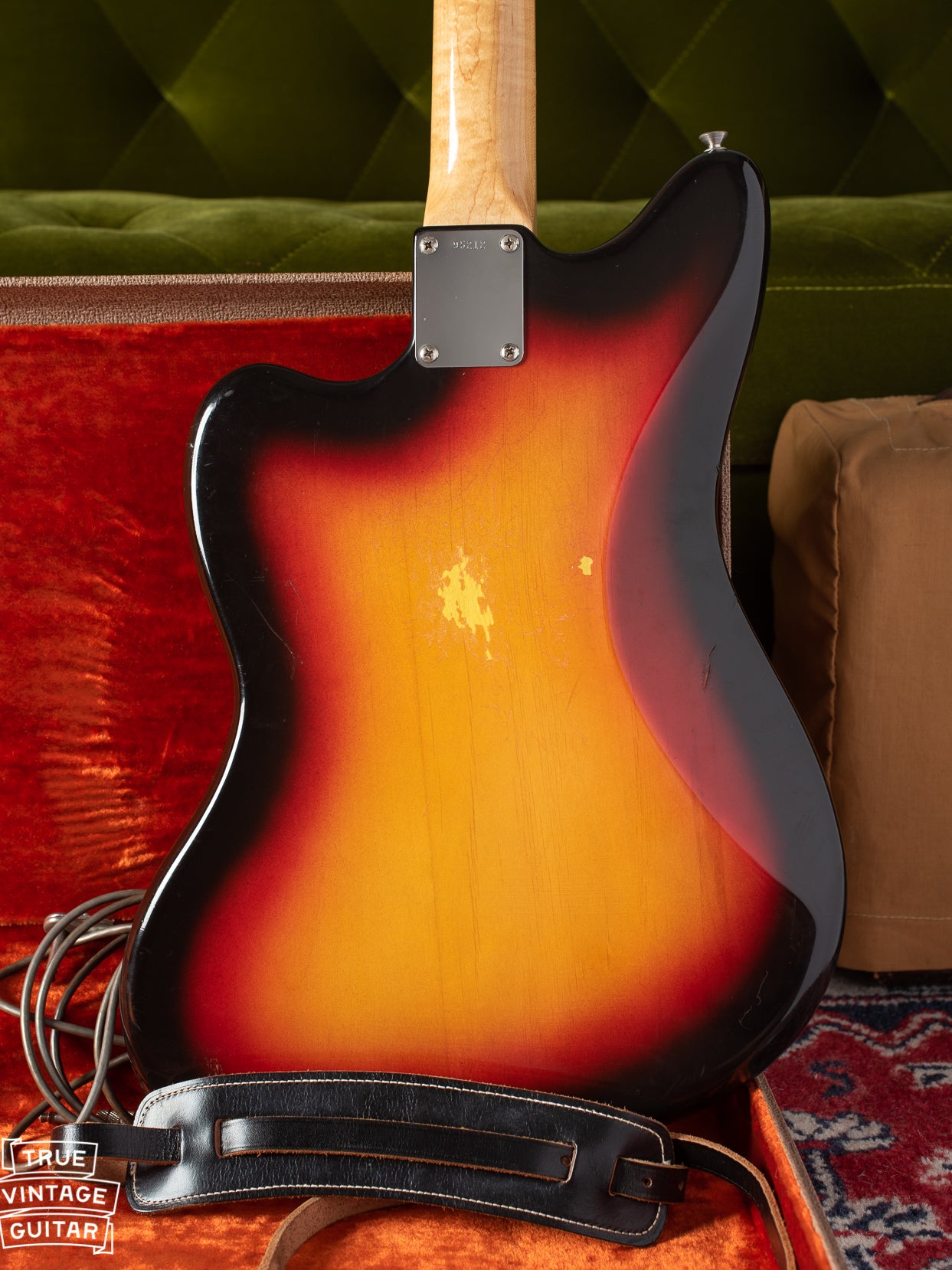 Back of body of 1963 Fender Jazzmaster guitar