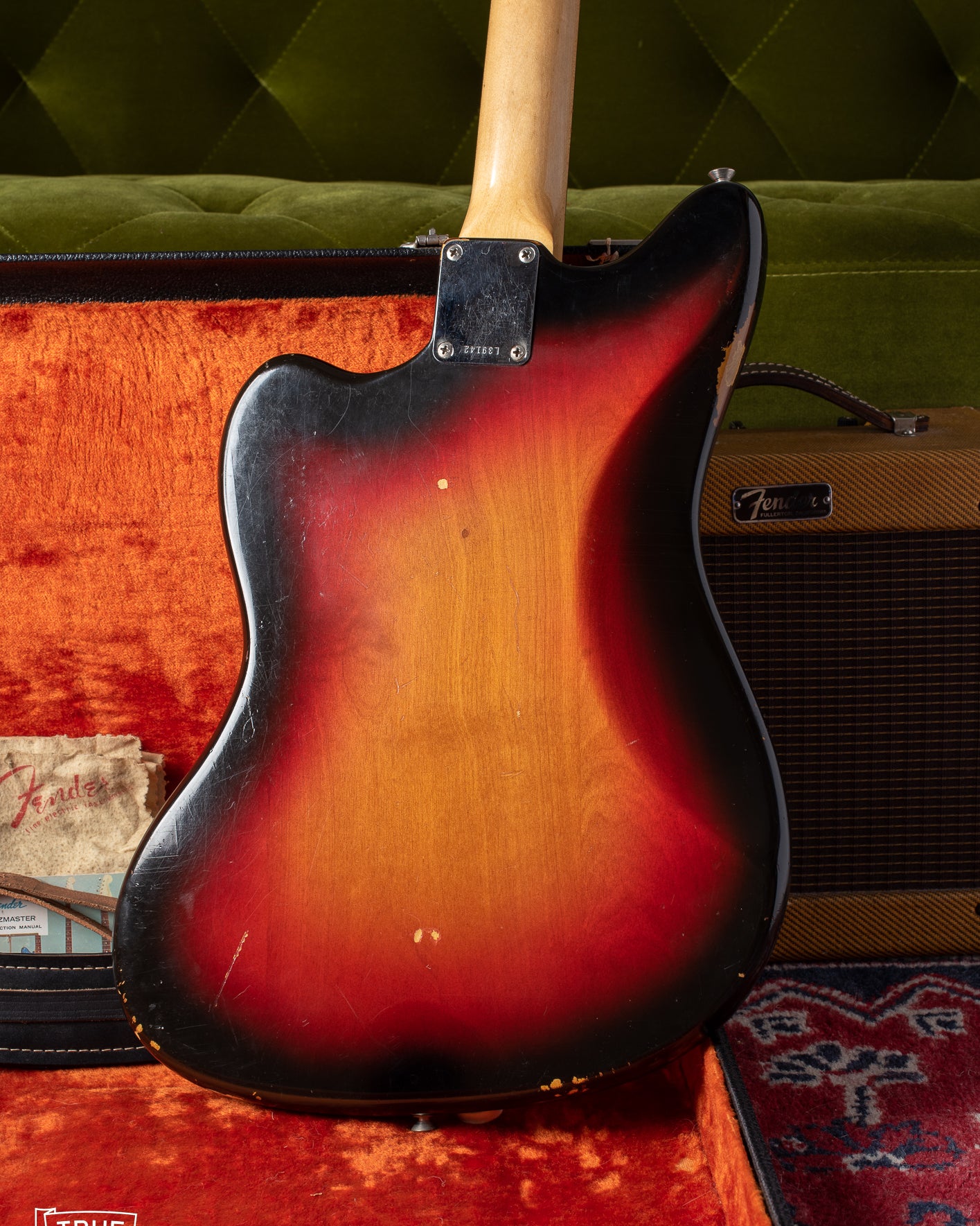 back of body with Sunburst finish on 1964 Fender Jazzmaster