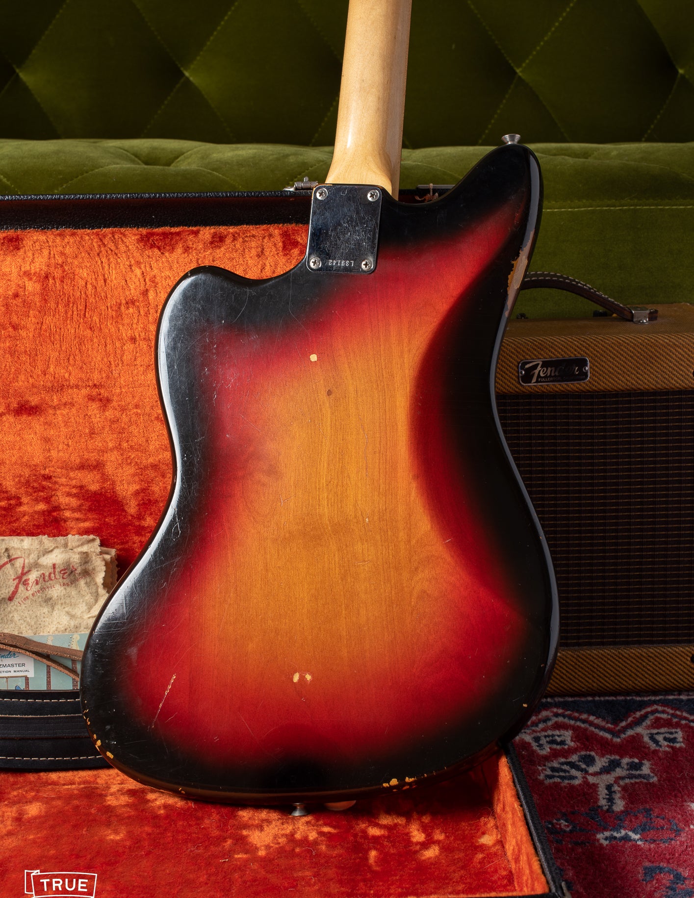 back of body with Sunburst finish on 1964 Fender Jazzmaster