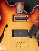 Offset guitar style pickup mounting foam on Fender Starcaster prototype guitar