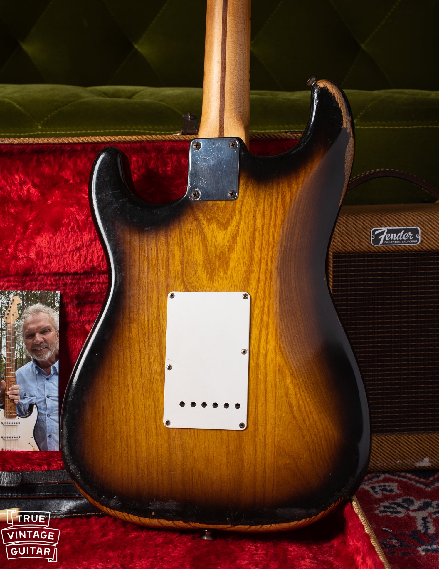 Back of Ash body of 1954 Fender Stratocaster