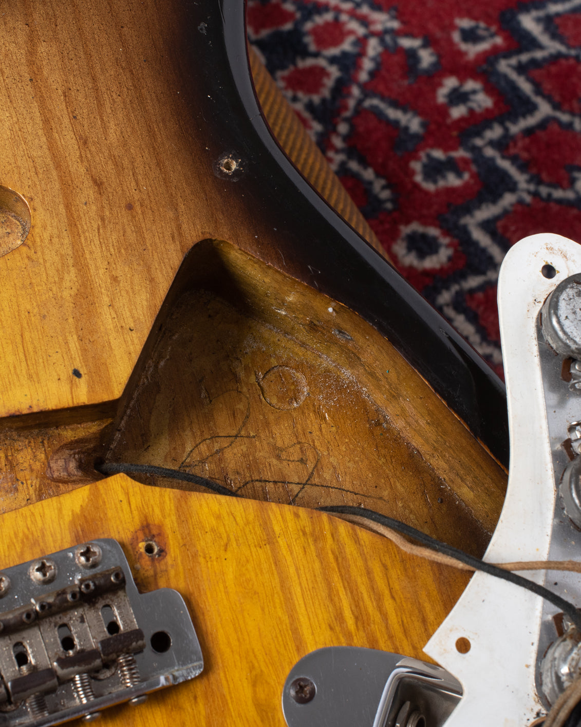 22 pencil marking in control cavity of Fender Stratocaster 1954