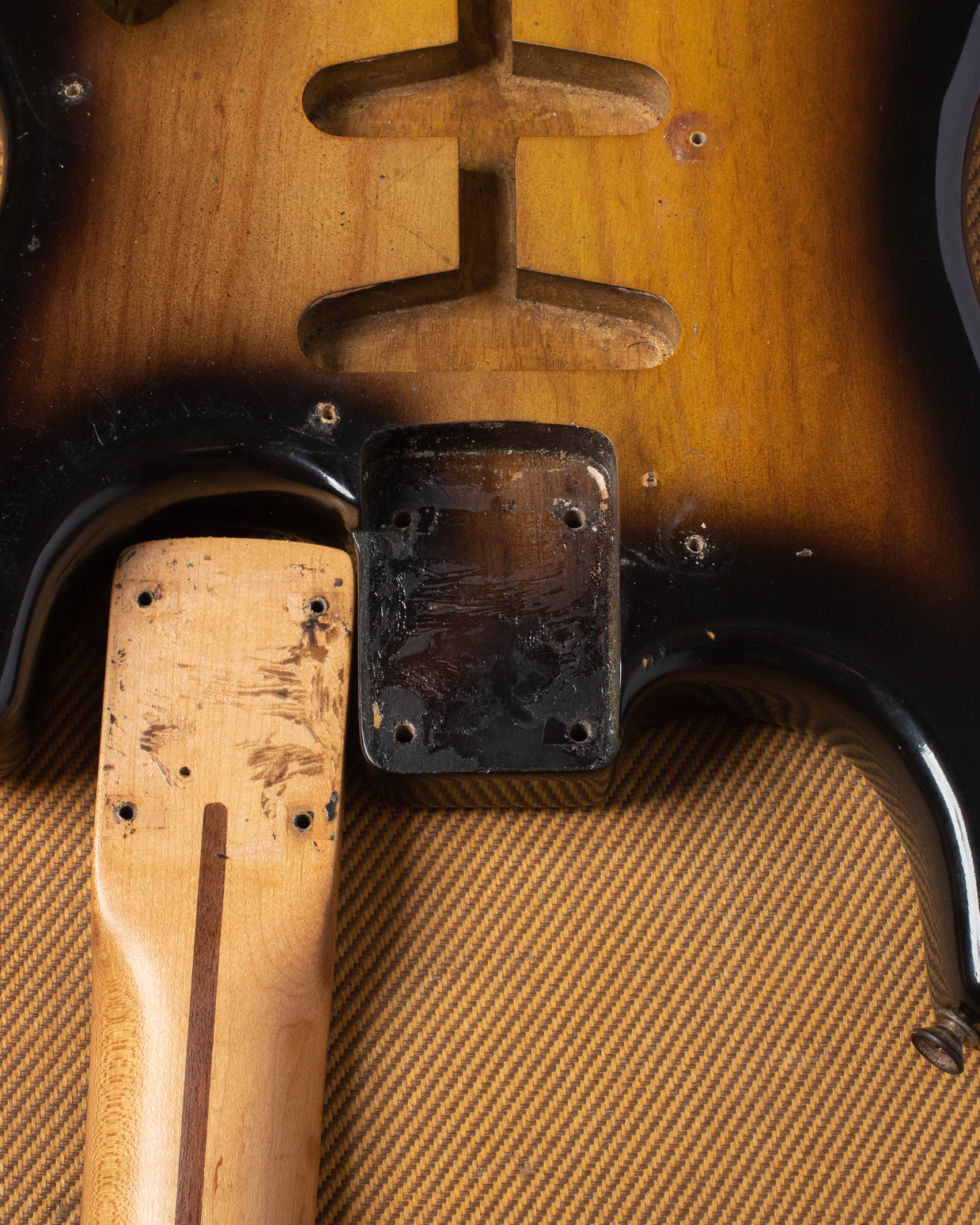 Neck pocket of Fender Stratocaster 1954