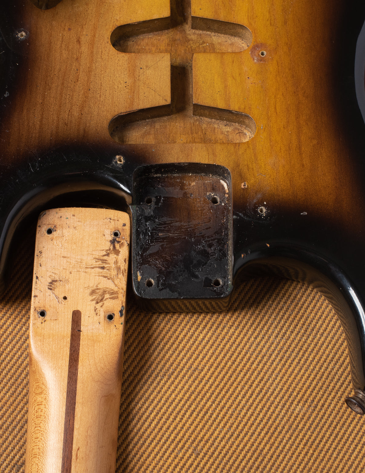 Neck pocket of Fender Stratocaster 1954