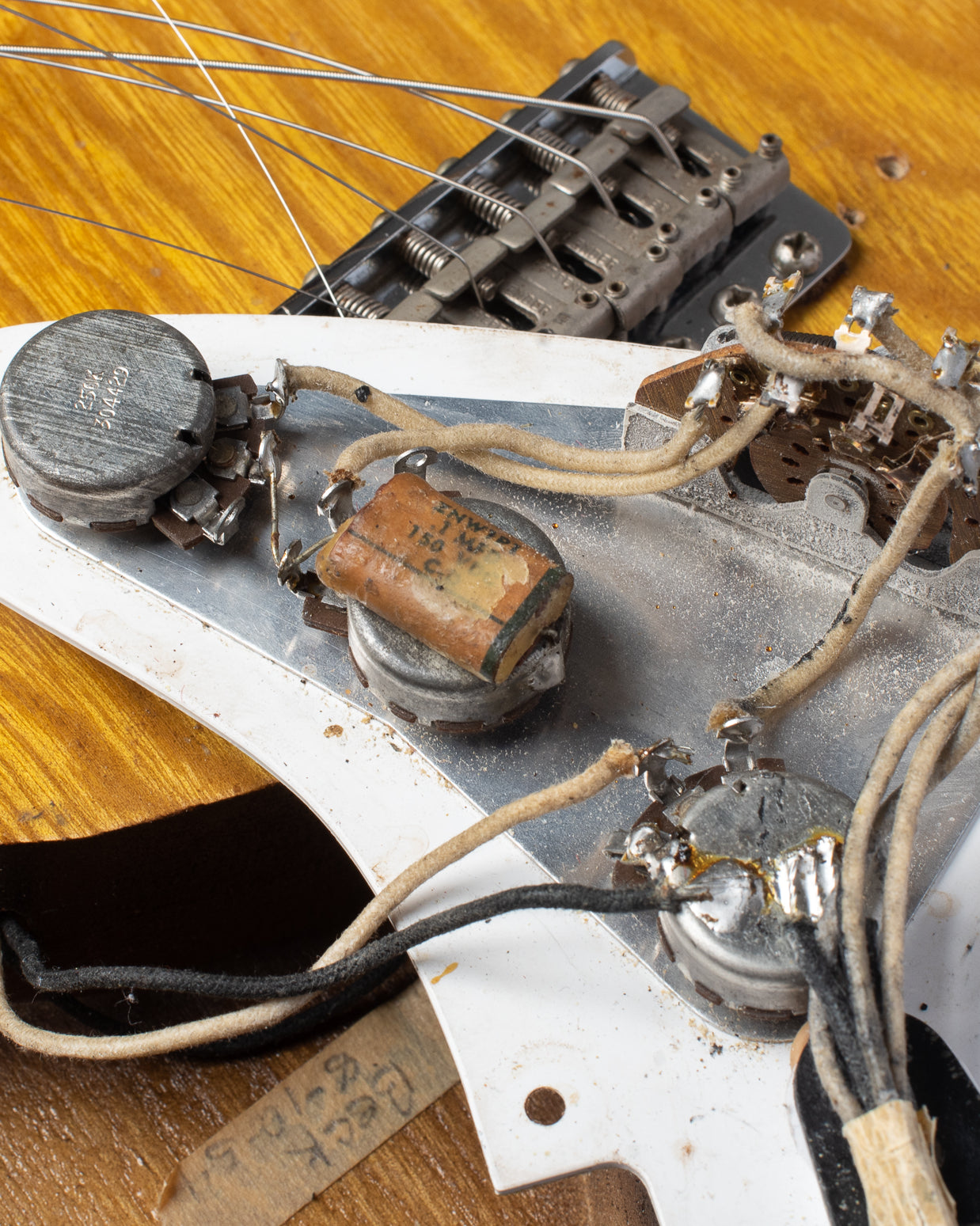 Original potentiometers and tone capacitor 1954 Fender Stratocaster