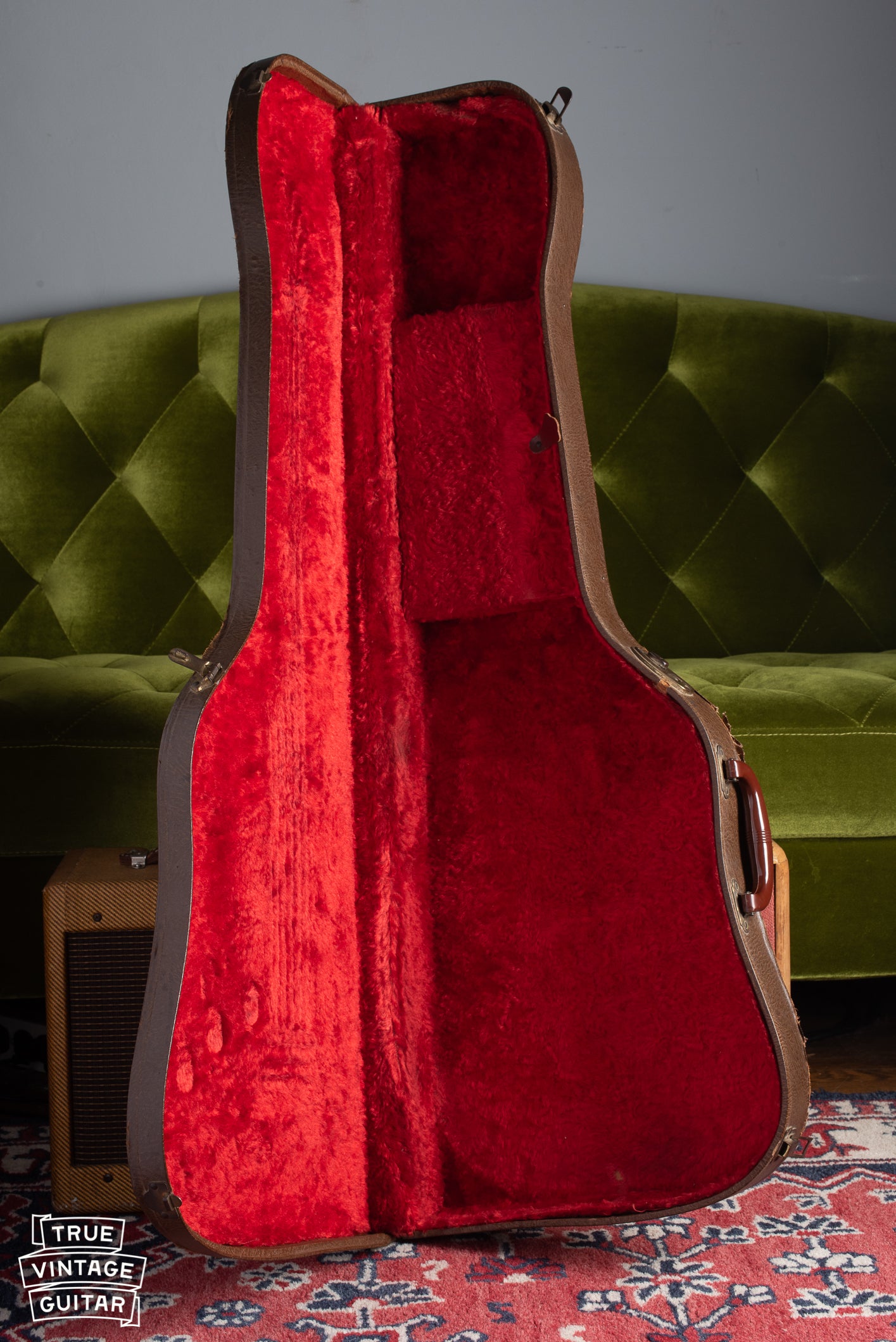 1954 Fender Stratocaster case with red plush interior and brown exterior