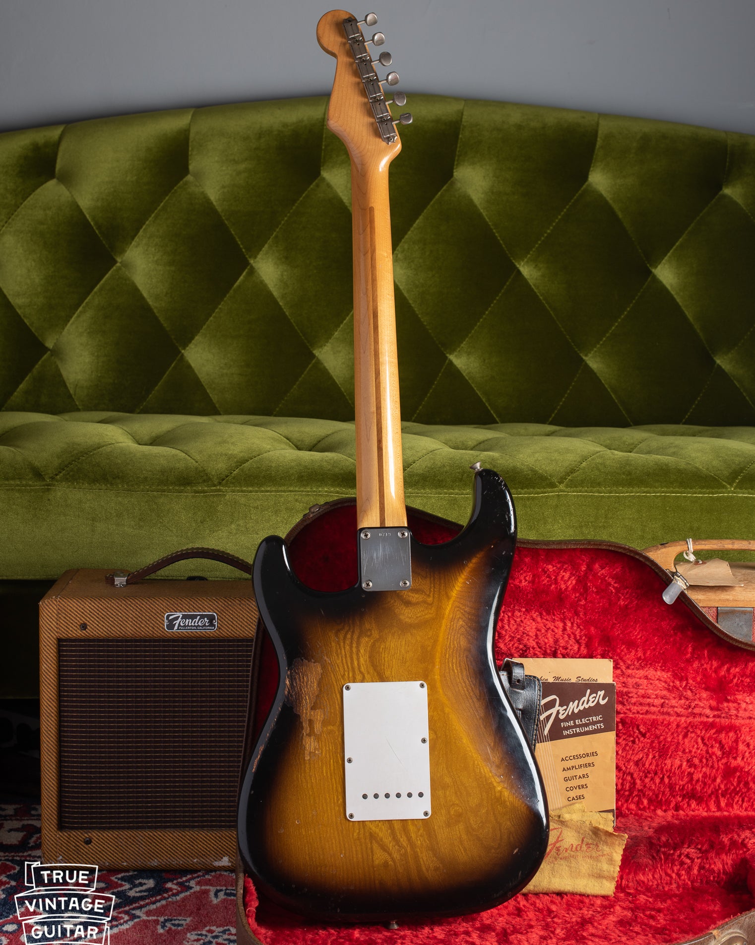 Back of 1954 Fender Stratocaster guitar