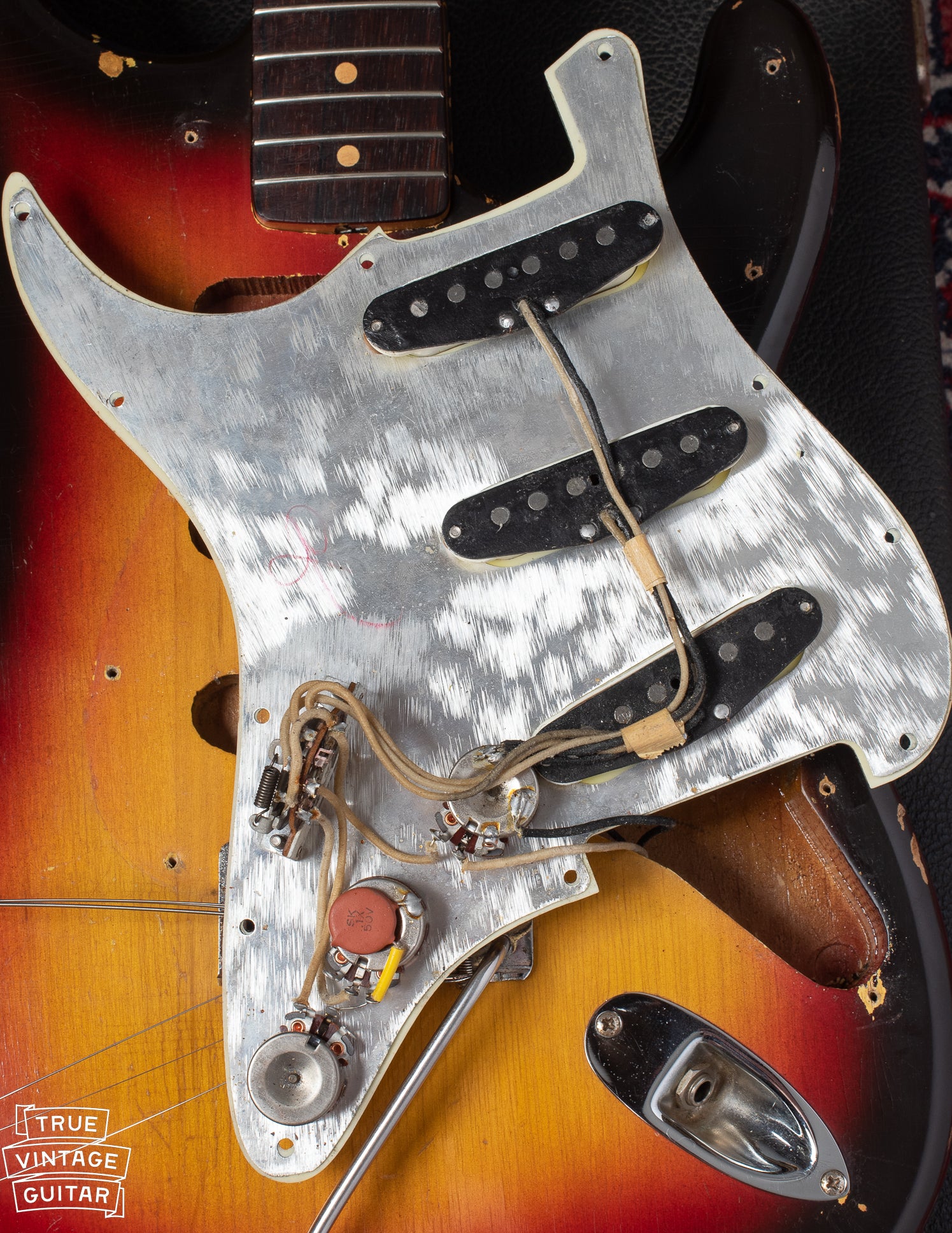 1963 Stratocaster black bobbin pickups, wiring, solder, switch