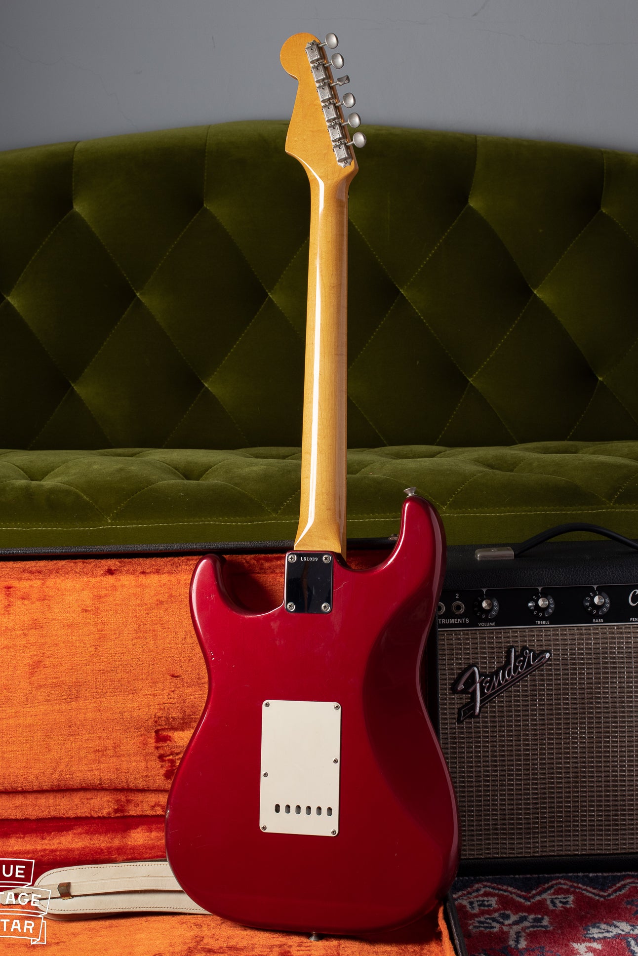 Back of the 1965 Fender Stratocaster Candy Apple Red Metallic Finish