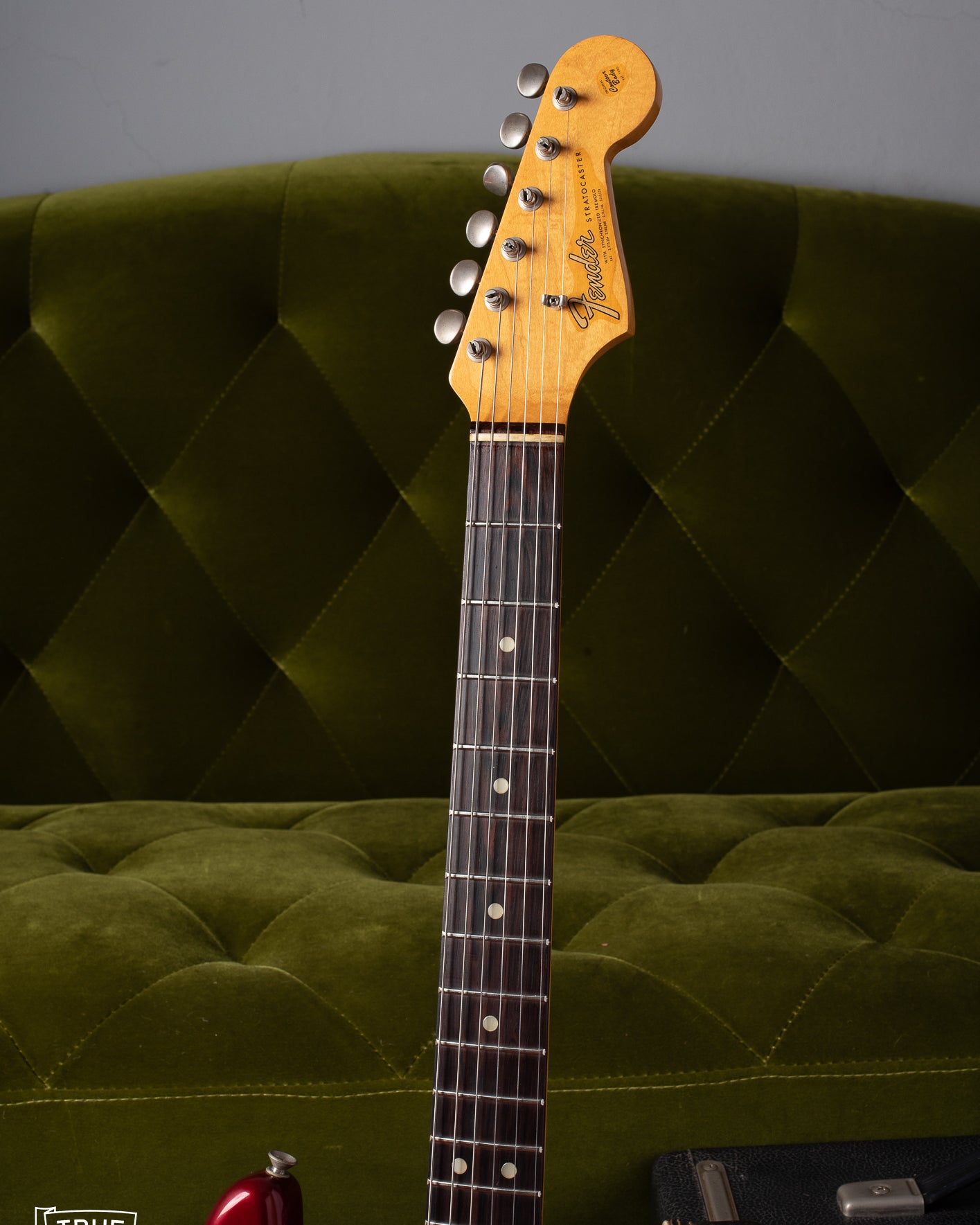 Neck of 1965 Fender Stratocaster candy apple red