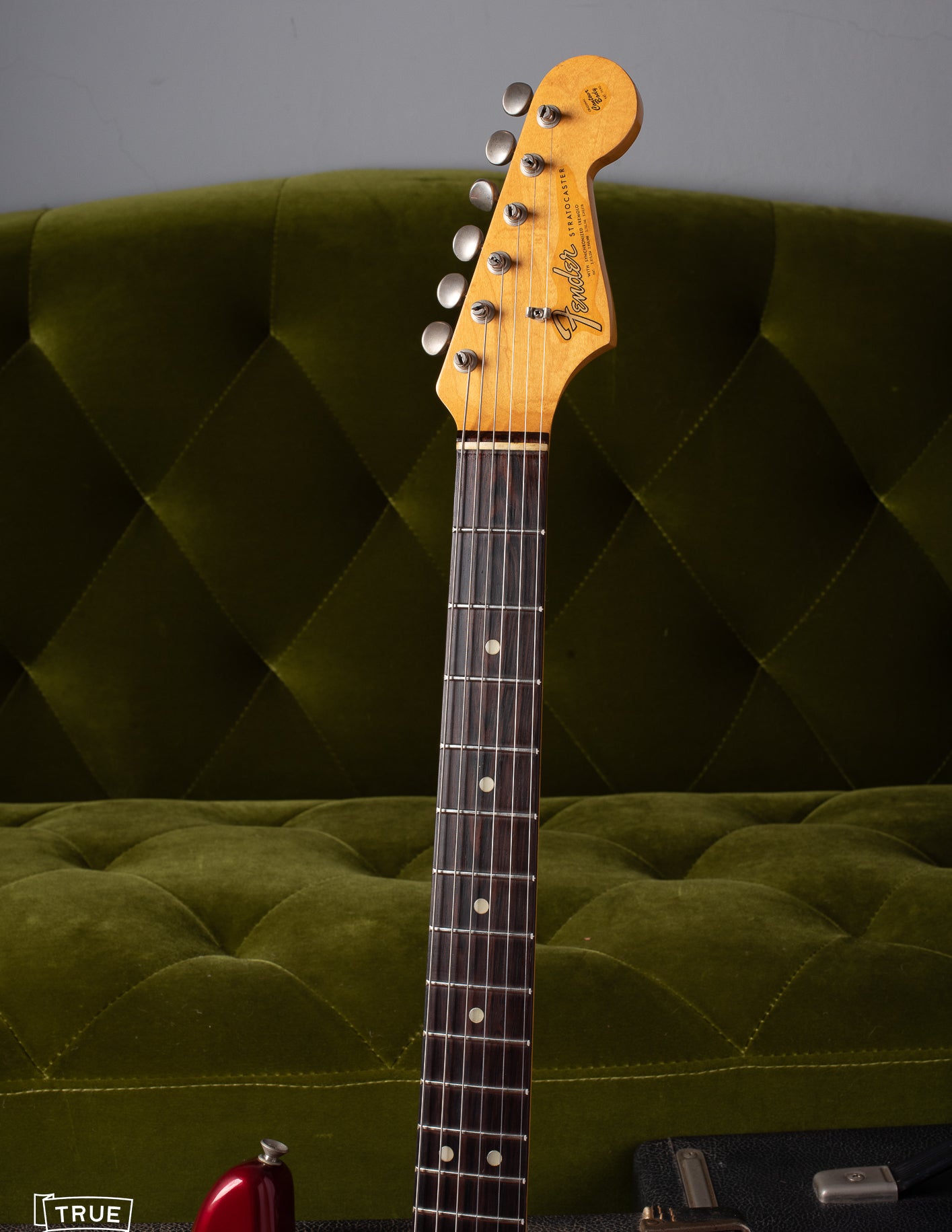 Neck of 1965 Fender Stratocaster candy apple red