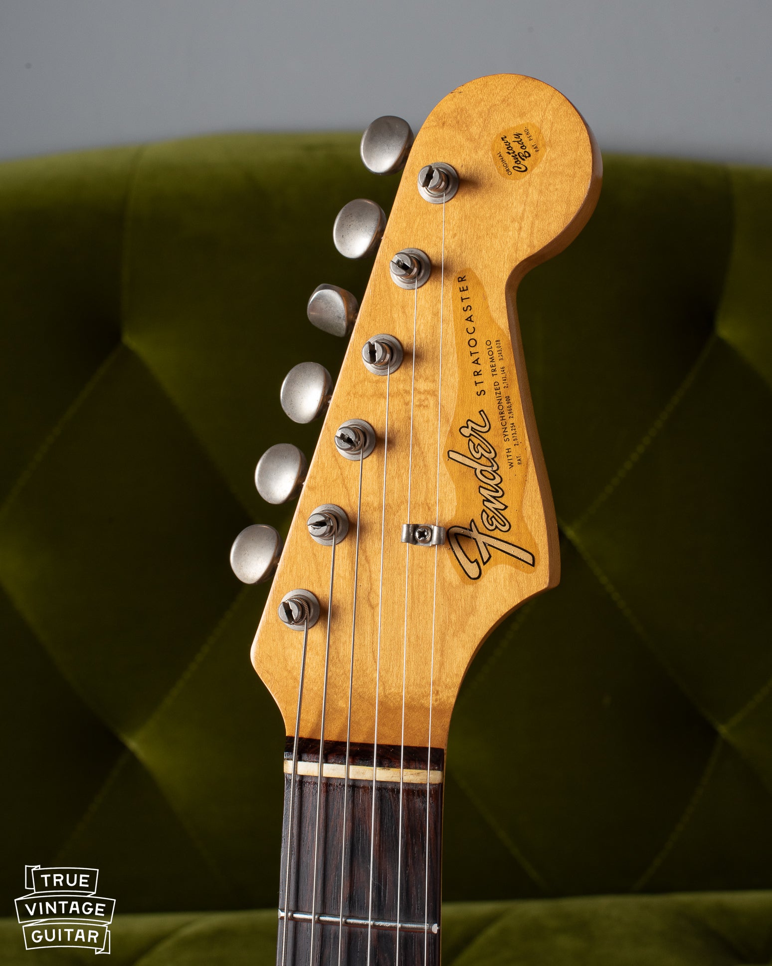 Headstock with transitional Fender logo