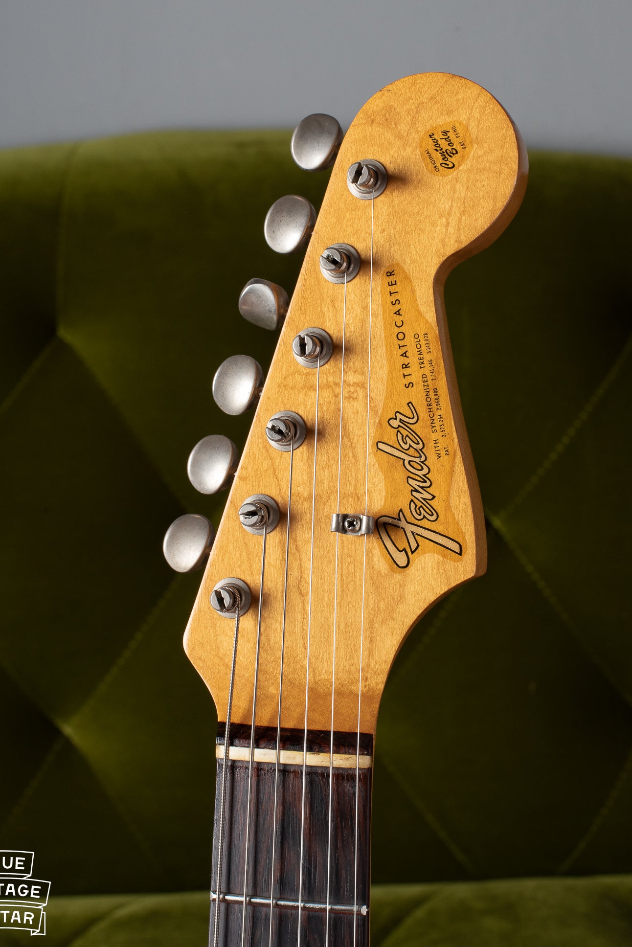 Headstock with transitional Fender logo