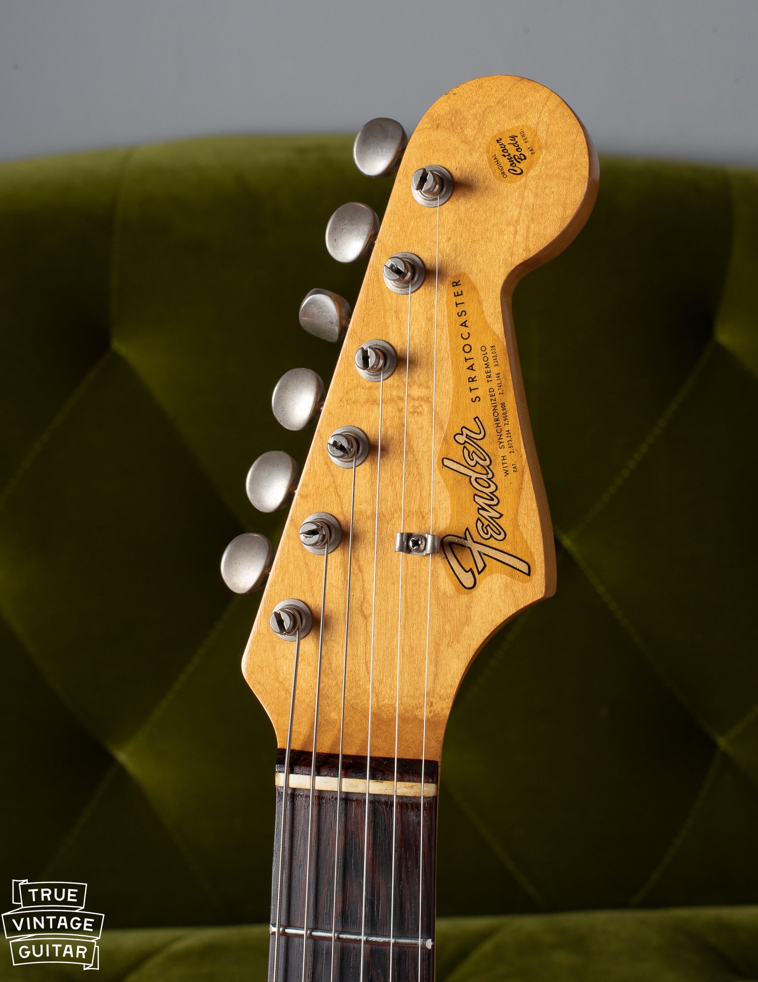 Headstock with transitional Fender logo