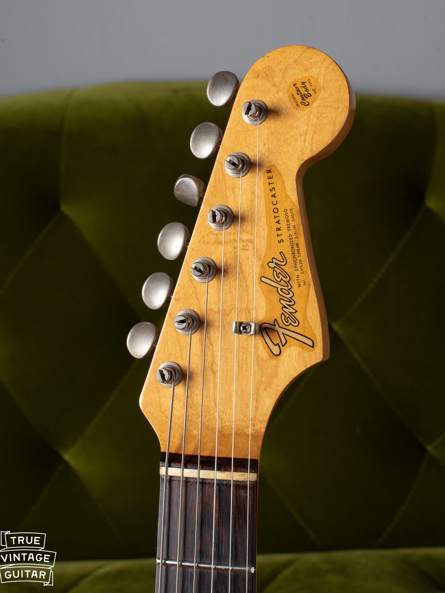 Headstock with transitional Fender logo