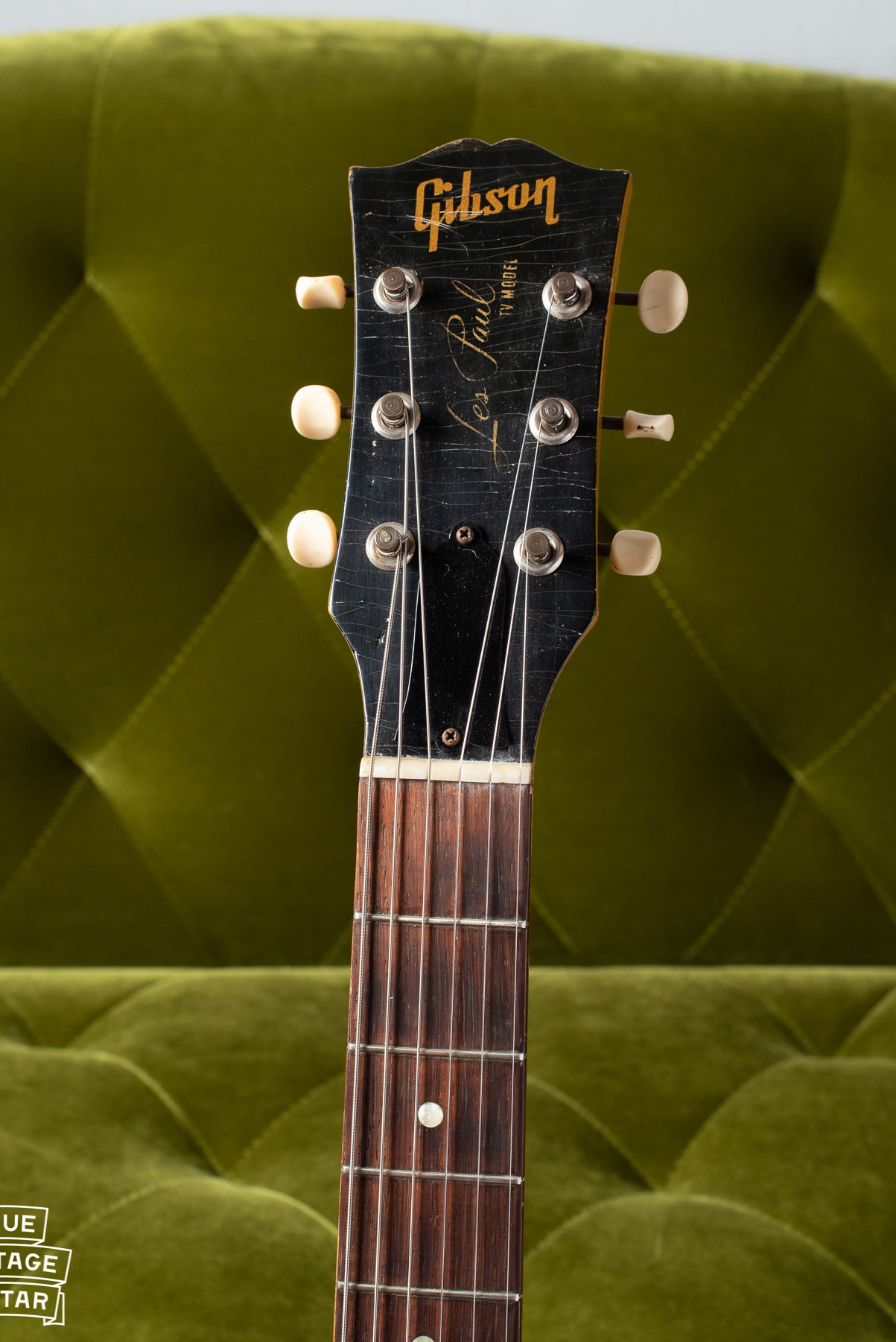 Headstock of Gibson Les Paul TV Model electric guitar, neck