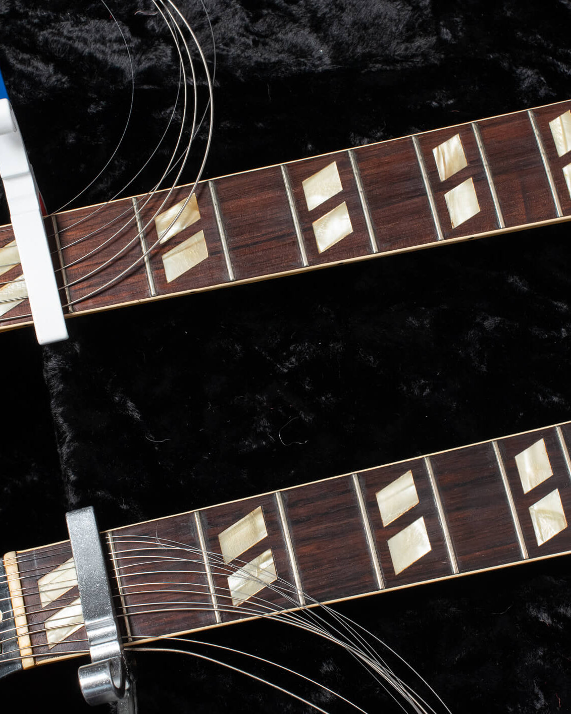 Original small frets on 1959 Gibson EDS-1275 double neck guitar