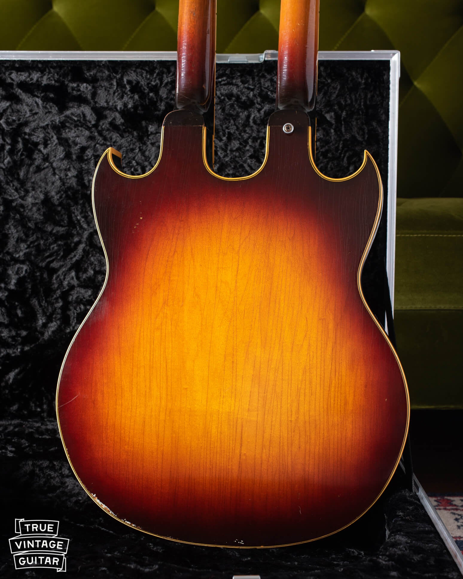 Maple back of 1959 Gibson EDS-1275 spruce top double neck guitar