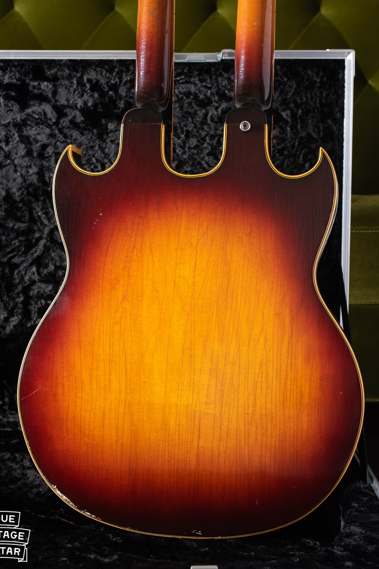 Maple back of 1959 Gibson EDS-1275 spruce top double neck guitar