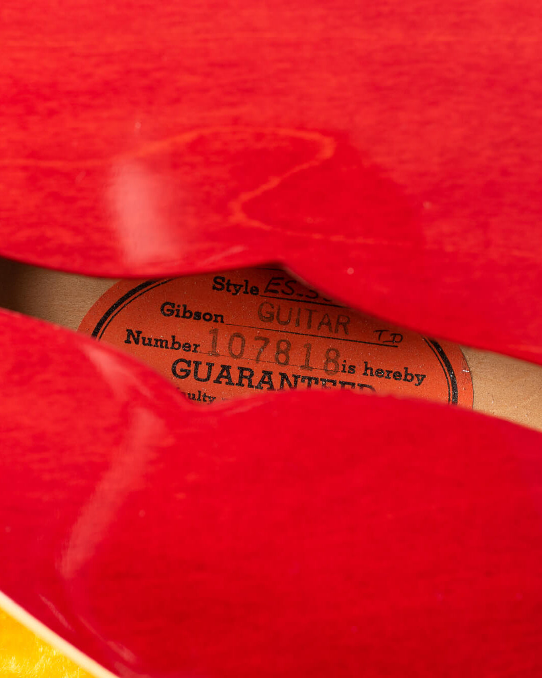 Orange label of Gibson ES-335 1963