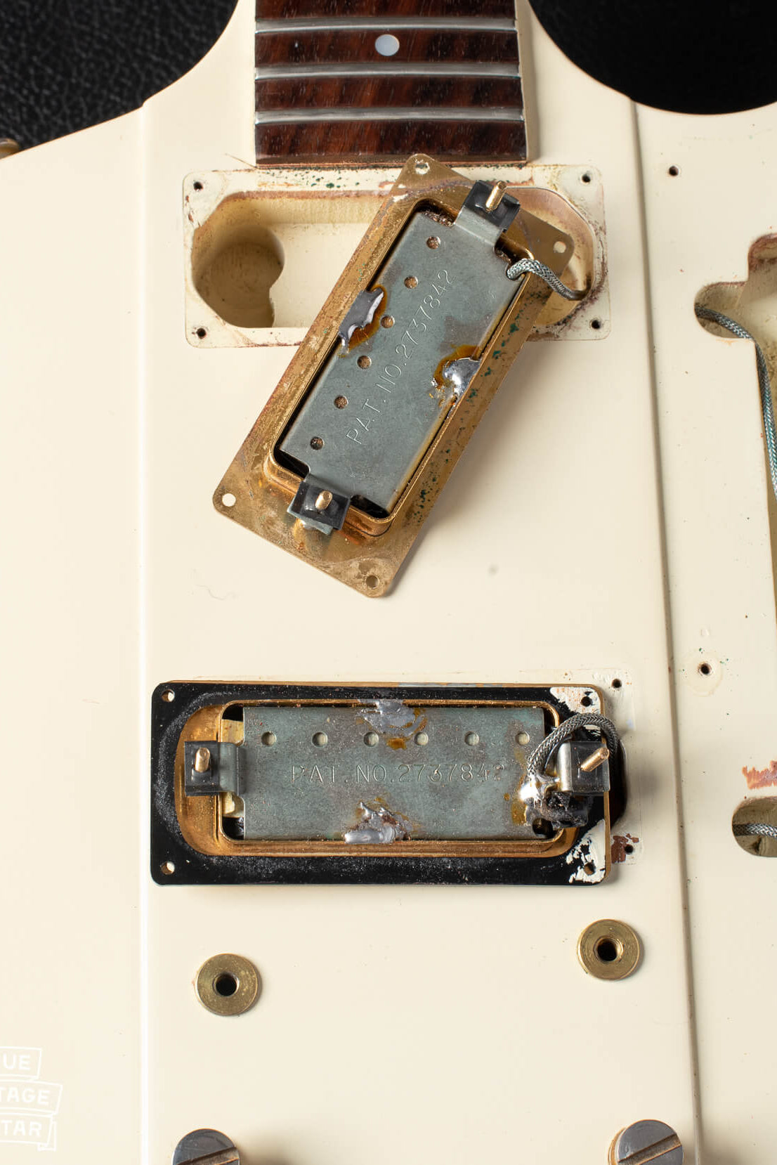 Patent number etched pickups on Gibson Firebird 76 Bicentennial White