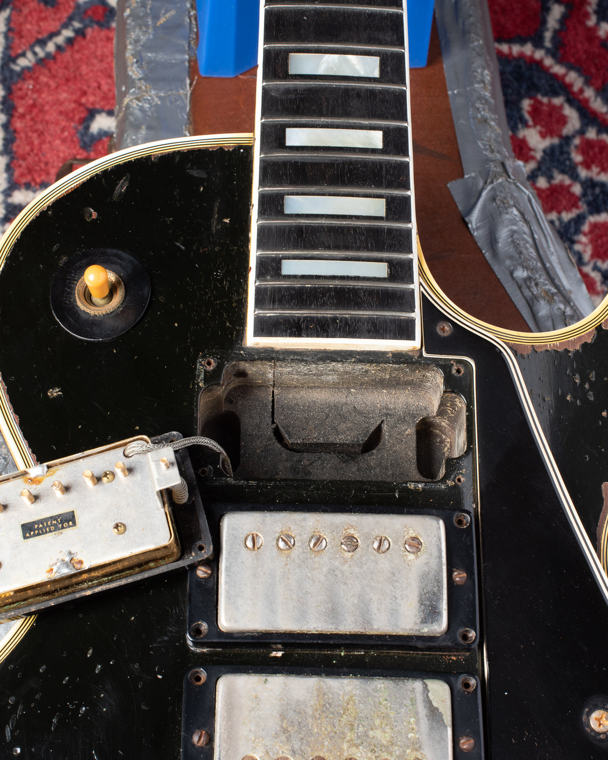 Neck tenon and neck pickup cavity of Gibson Les Paul Custom 1960