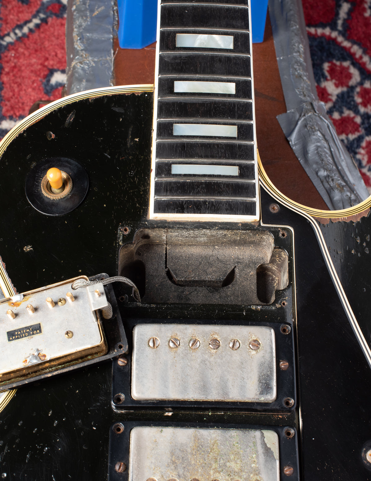 Neck tenon and neck pickup cavity of Gibson Les Paul Custom 1960