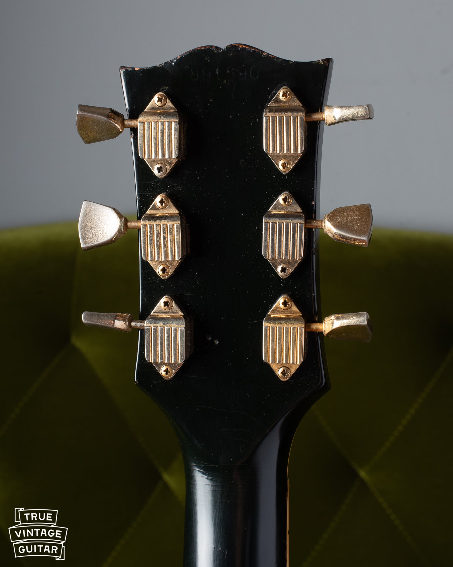 Back of headstock of Gibson Les Paul Custom 1969.