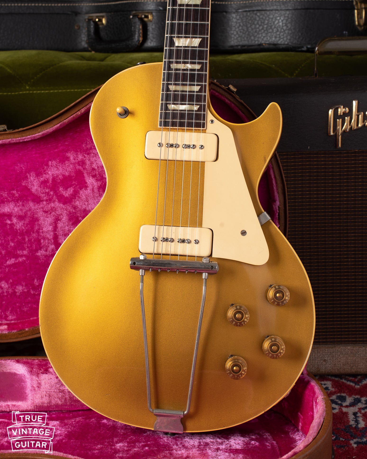 1952 Gibson Les Paul Model goldtop guitar in pink case