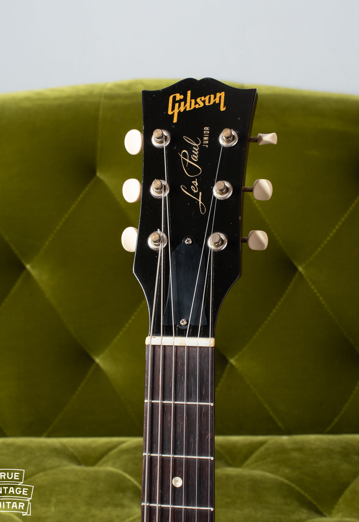 Front of the neck with black peghead of 1958 Gibson Les Paul Junior