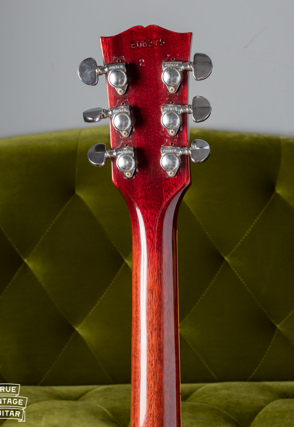 Three piece neck of 1969 Gibson SG Standard with Grover tuners