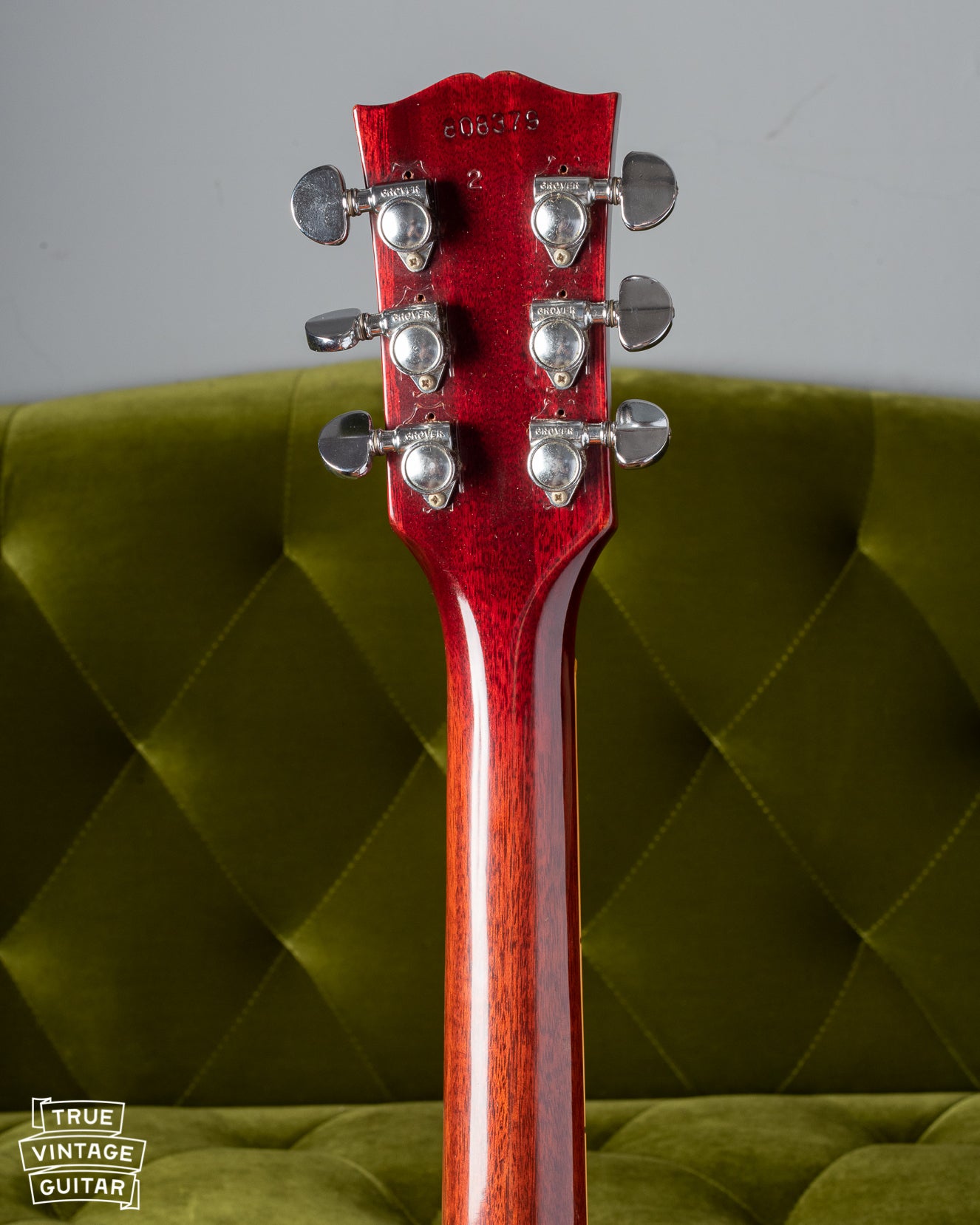 Three piece neck of 1969 Gibson SG Standard with Grover tuners